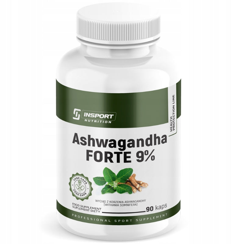 ASHWAGANDHA FORTE 600mg 9% withanolides 90 caps for STRESS CALM | INSPORT