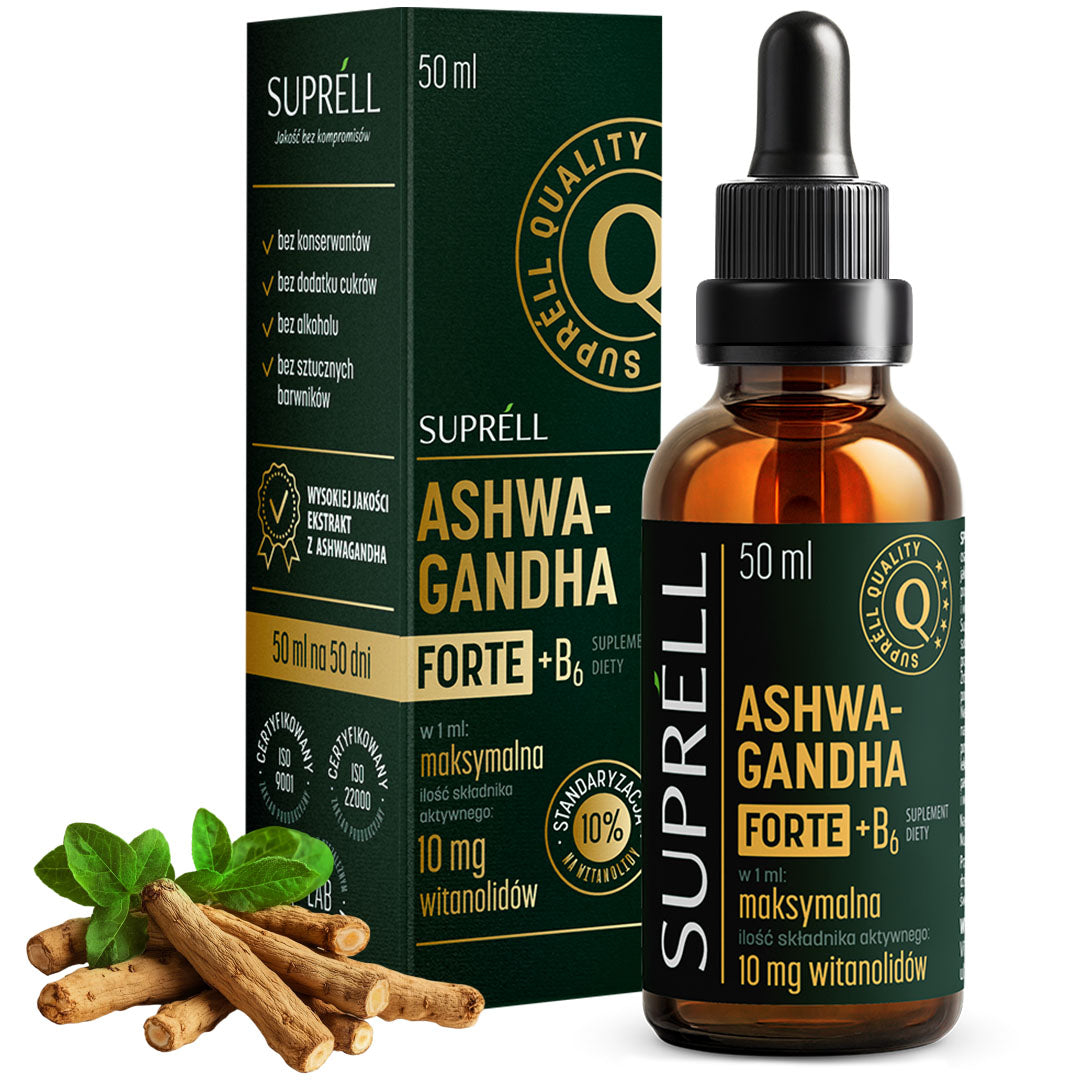 ASHWAGANDHA drops + vit B6, for 50 days after 10mg of withanolides, Stress Sleep 50 ml