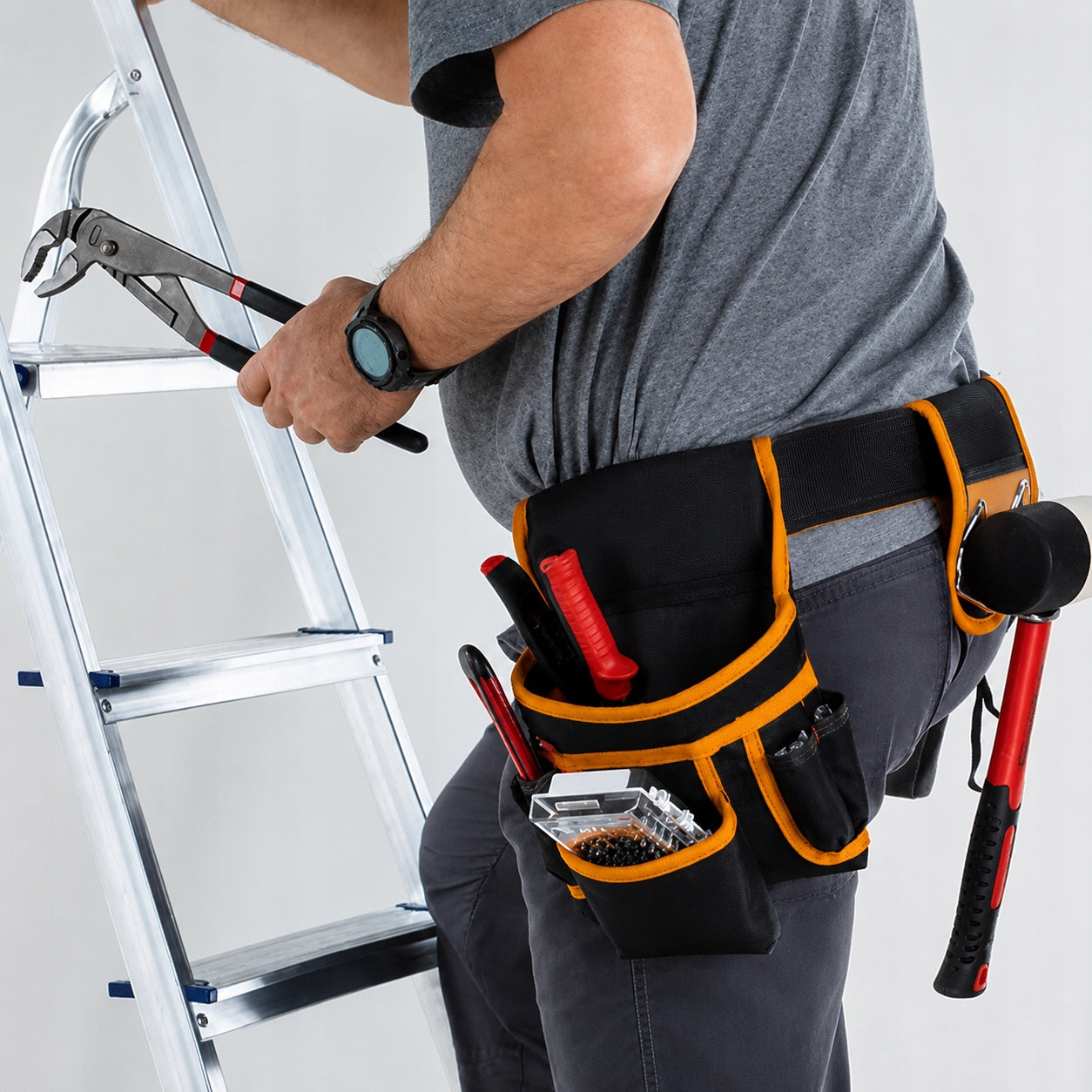 ASSEMBLY TOOL BELT FOR CONSTRUCTION HIP TOOLS ADJUSTABLE STRONG Additional features open pockets adjustable diameter hammer holder