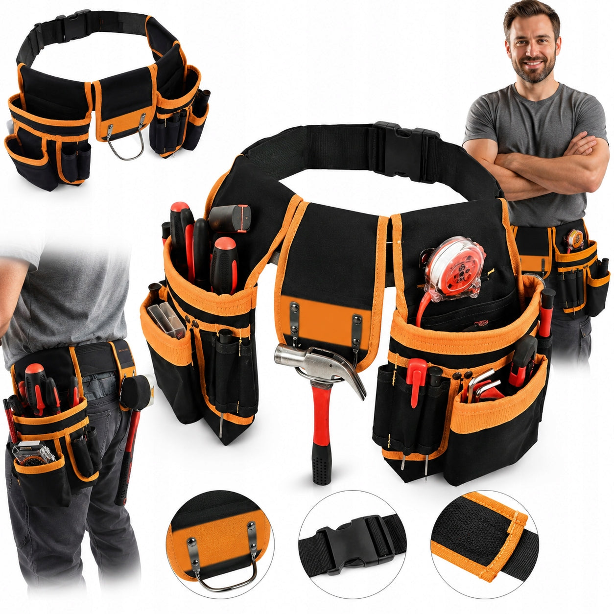 ASSEMBLY TOOL BELT FOR CONSTRUCTION HIP TOOLS ADJUSTABLE STRONG Maximum length 136 cm