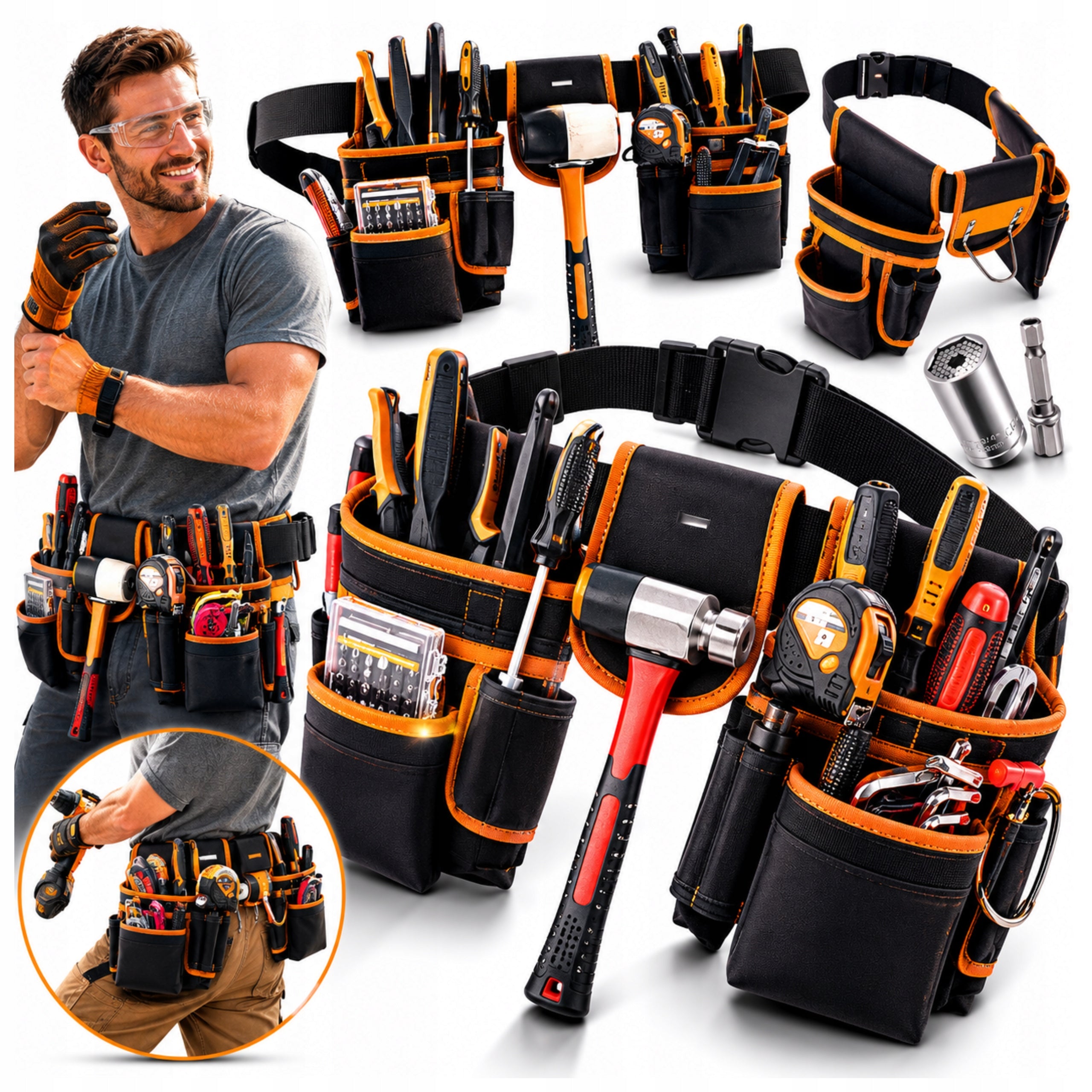ASSEMBLY TOOL BELT FOR CONSTRUCTION HIP TOOLS ADJUSTABLE STRONG