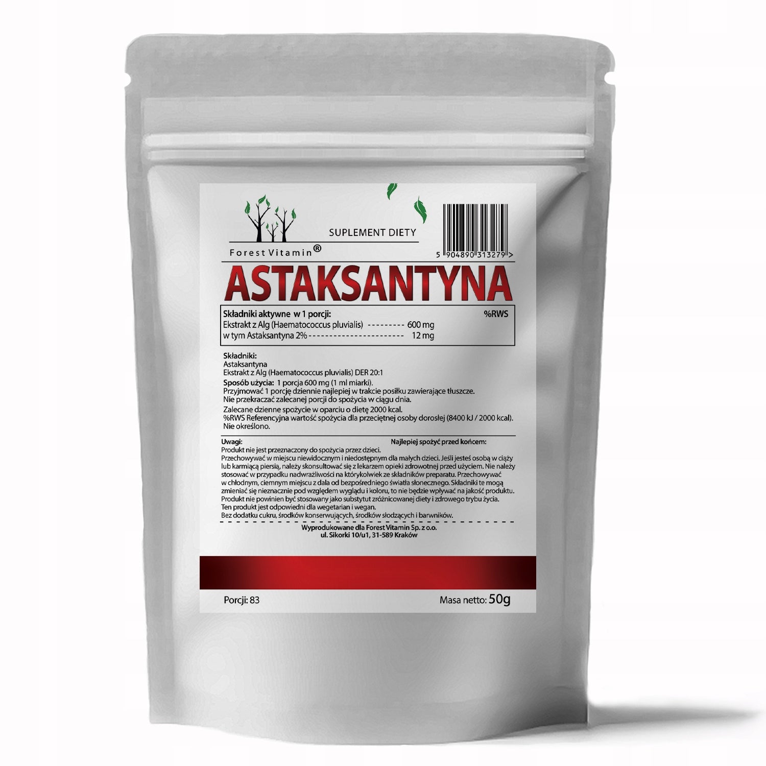 ASTAXANTHIN 50g 12mg 83 SERVINGS STRONG ANTIOXIDANT PREMIUM NATURAL STRONG Brand Forest Vitamin