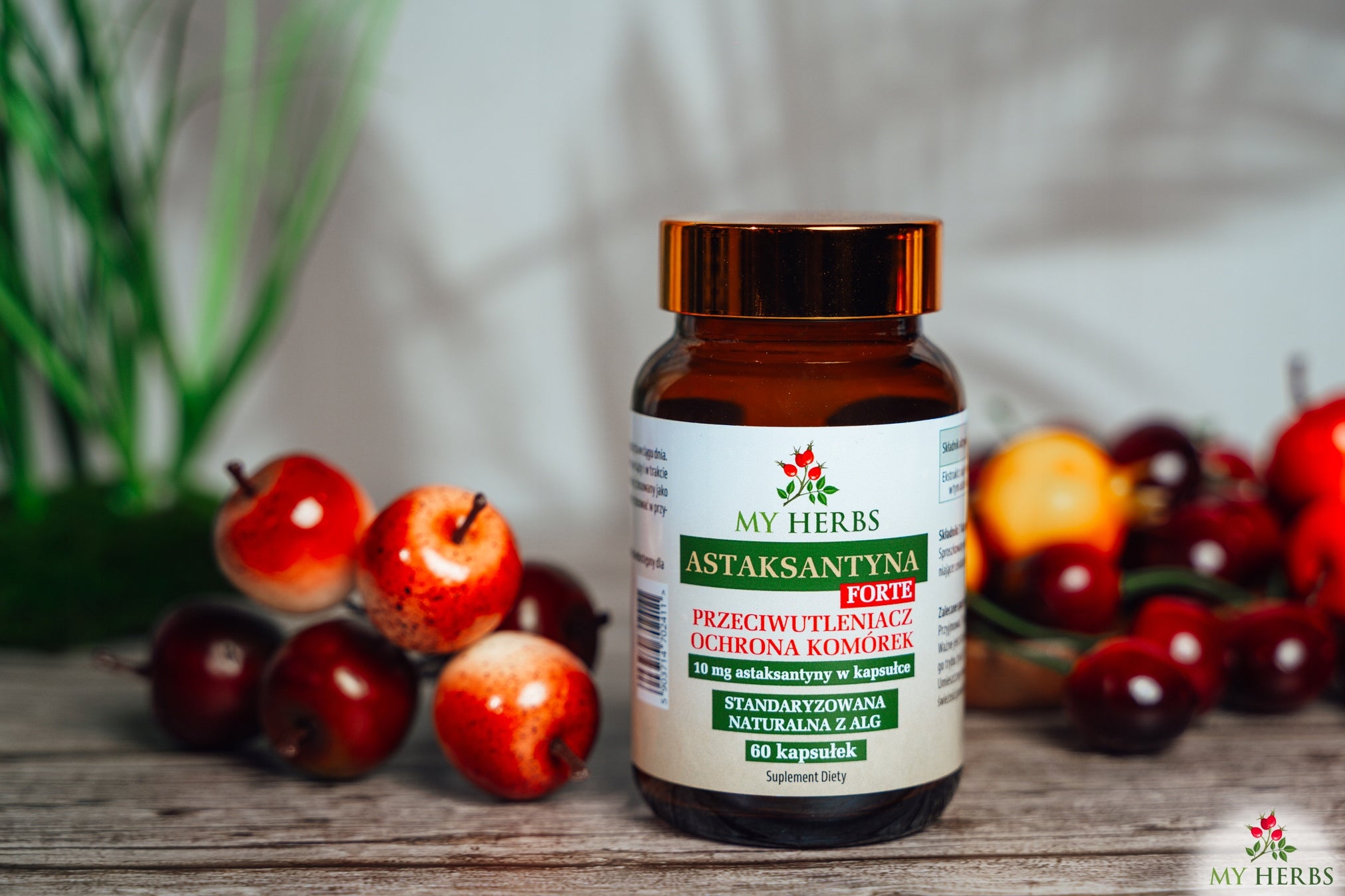ASTAXANTHIN FORTE 10 mg STANDARDIZED NATURAL WITH ALGAE 60 capsules Brand Bio Herbs