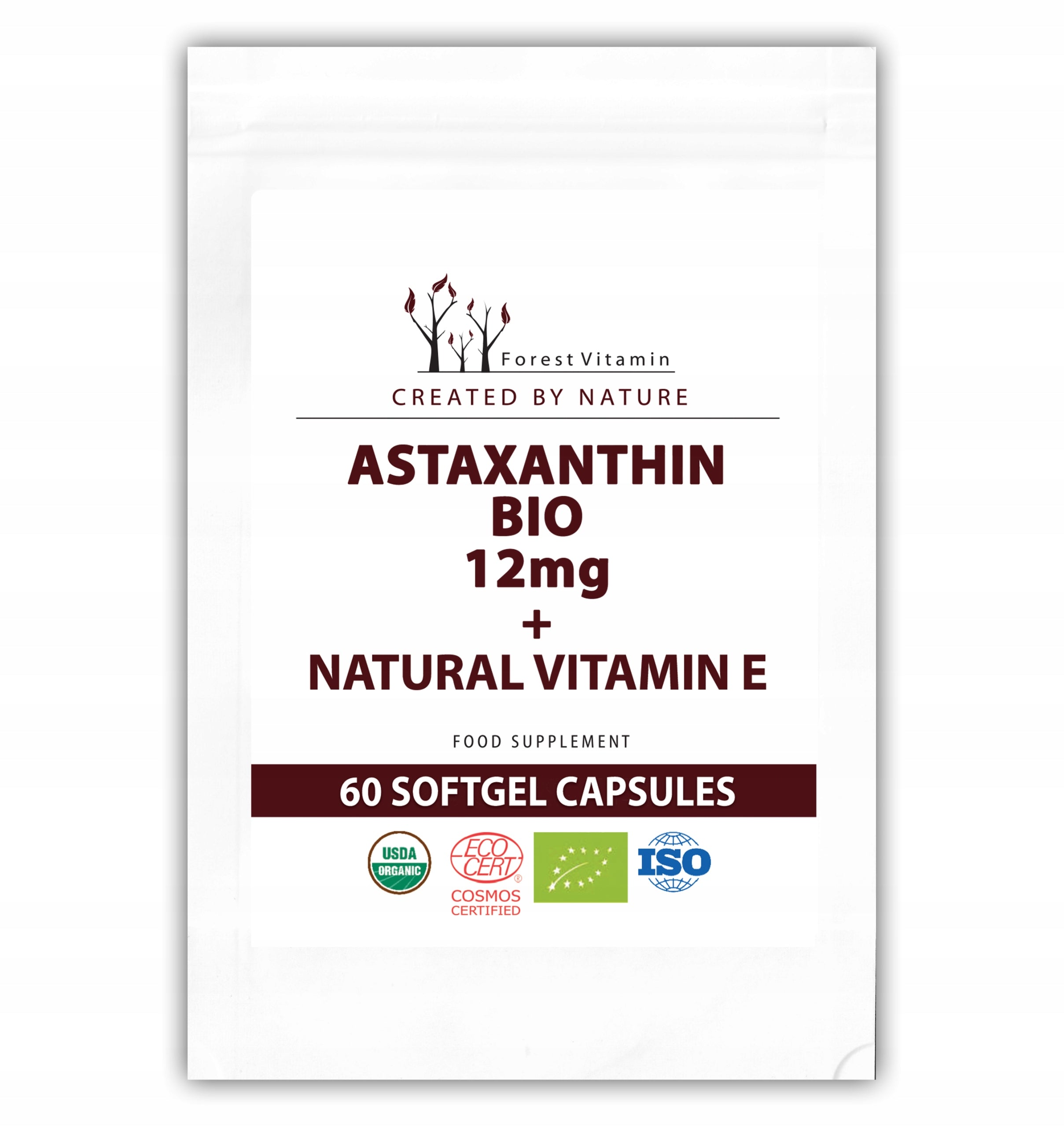 ASTAXANTHIN VITAMIN E FOREST Vitamin astaxanthin BIO 12mg 60 kaps.