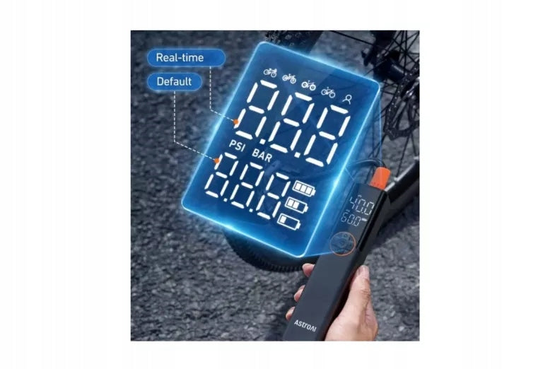 ASTROAI BICYCLE PUMP DIGITAL ELECTRIC 150PSI USB CASE SET Length 2.27 cm