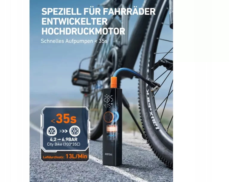 ASTROAI BICYCLE PUMP DIGITAL ELECTRIC 150PSI USB CASE SET Model AIRUN L8