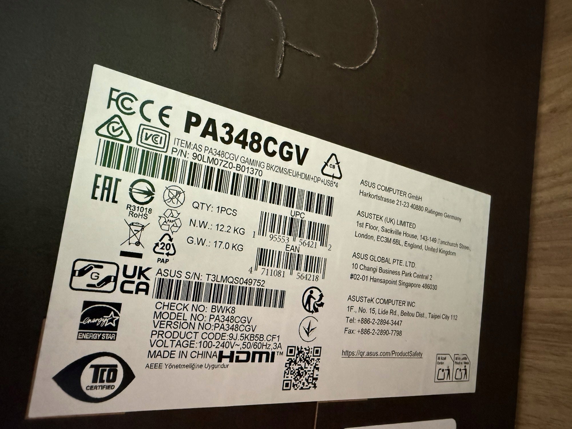 ASUS ProArt PA348CGV 3440 x 1440 - NEW [VAT] Packaging status original