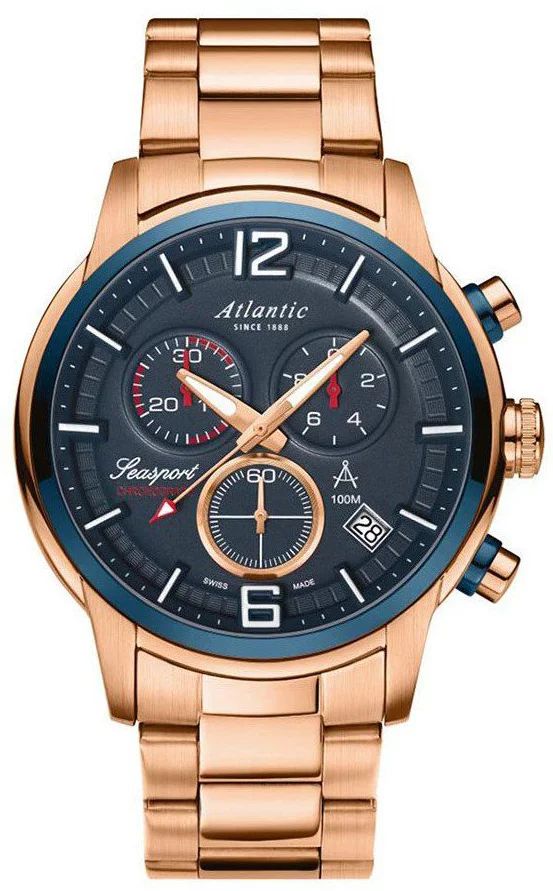 ATLANTIC SEASPORT CHRONOGRAPH 87466.44.55 46mm WR100 ETA G10.212 Packaging status original