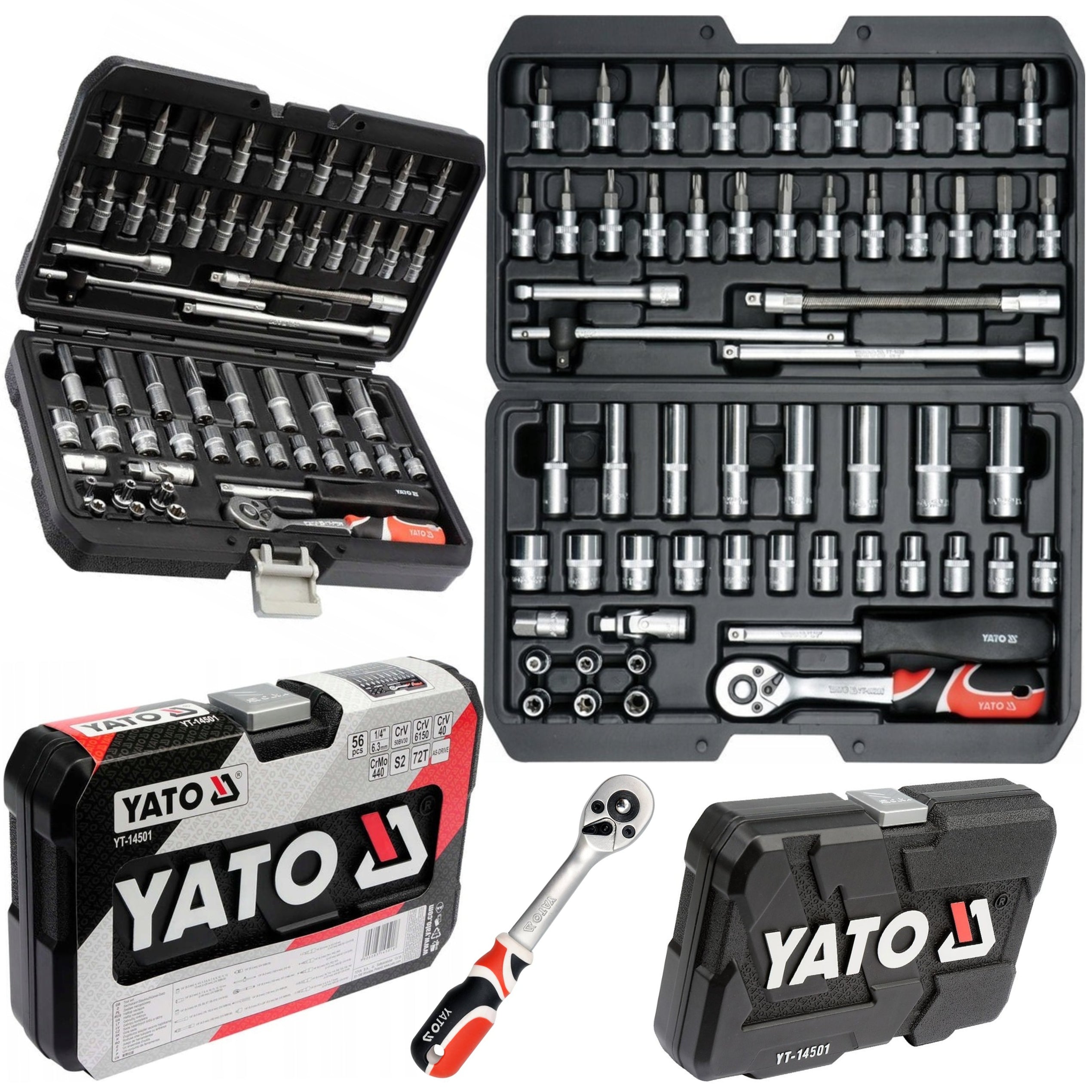 ATO TOOL SET SOCKET WRENCHES 56EL 1/4 RATCHET YT-14501