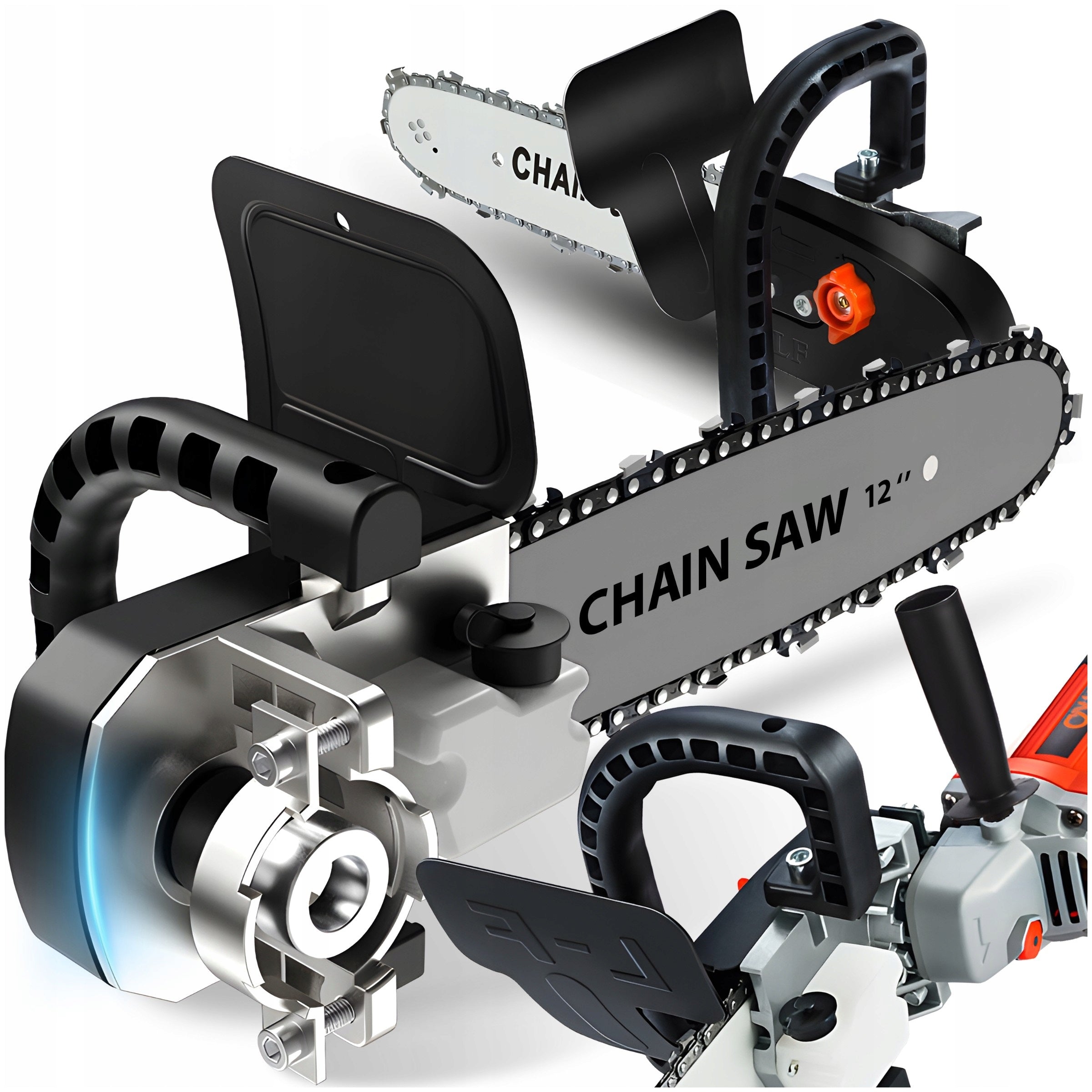 ATTACHMENT ADAPTER FOR ANGLE GRINDER CHAINSAW 12" + LUBRICATION