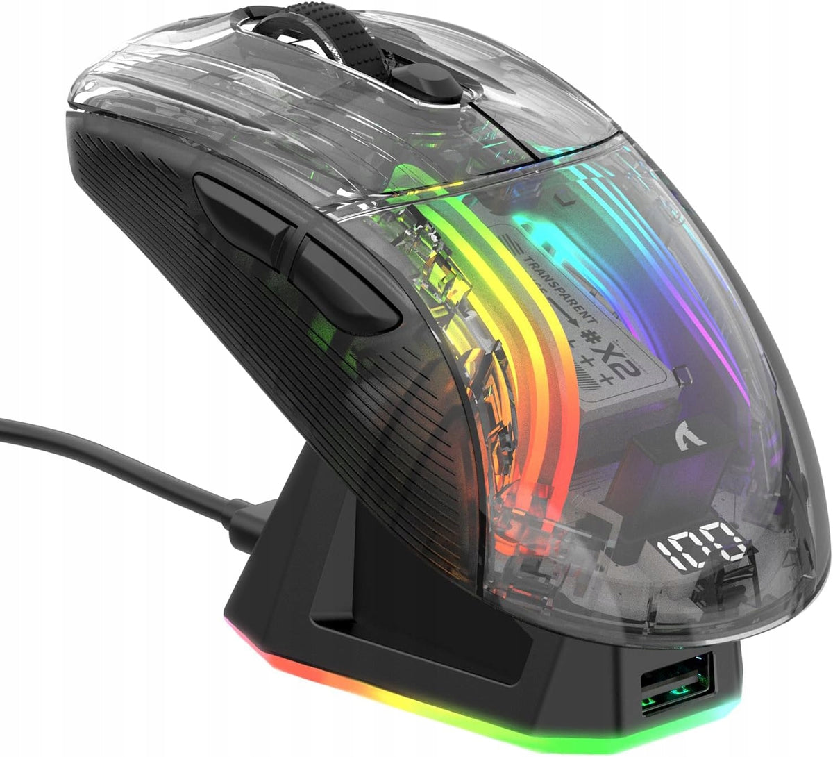 ATTACK SHARK X2 Pro mouse 4000DPI three-mode RGB black magnetic station