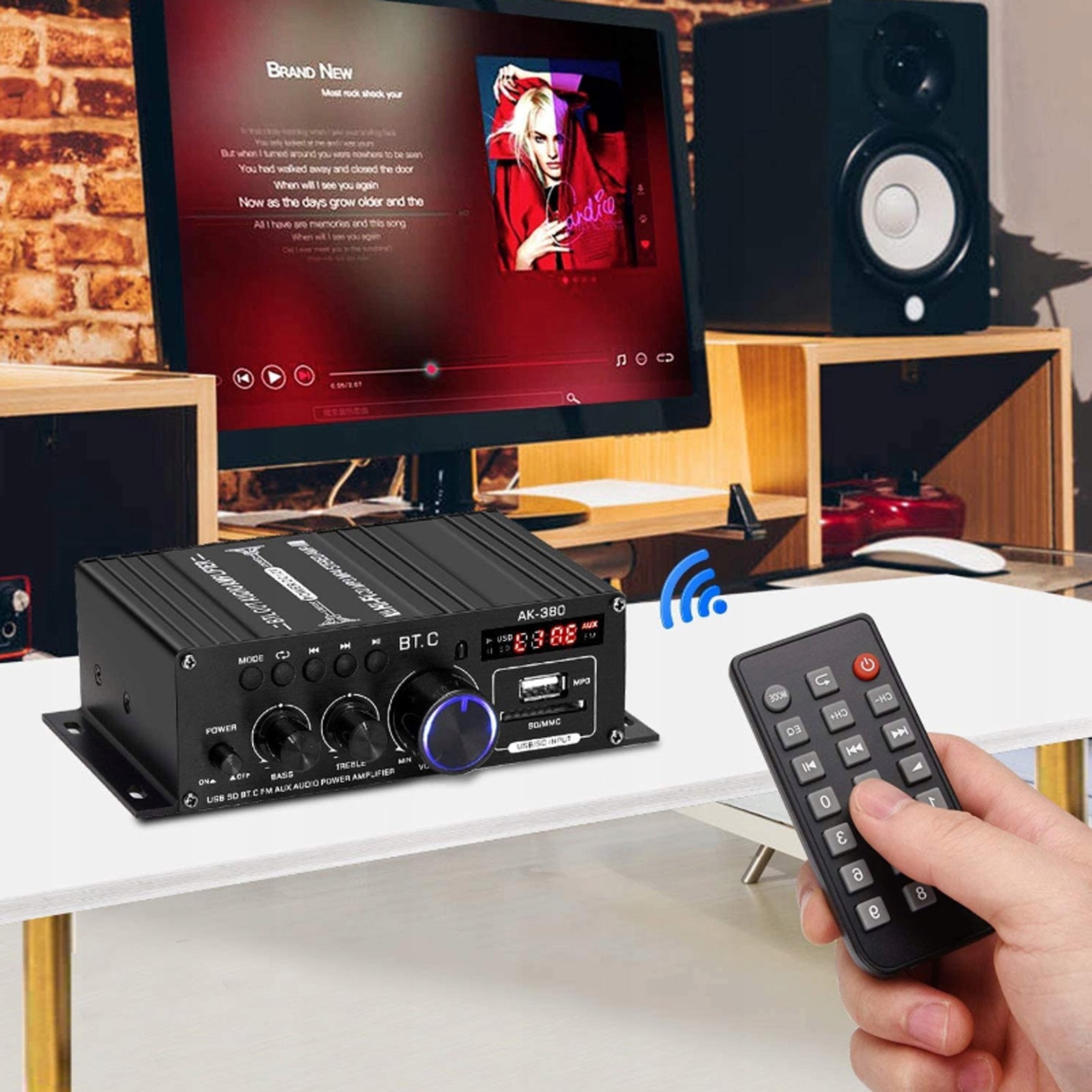 AUDIO AMPLIFIER BLUETOOTH PLAYER AUX STEREO RECEIVER POWERFUL WITH REMOTE CONTROL Packaging status original