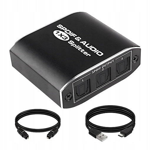 AUDIO SPLITTER 1x3 SPDIF TOSLINK OPTICAL SEPARATION