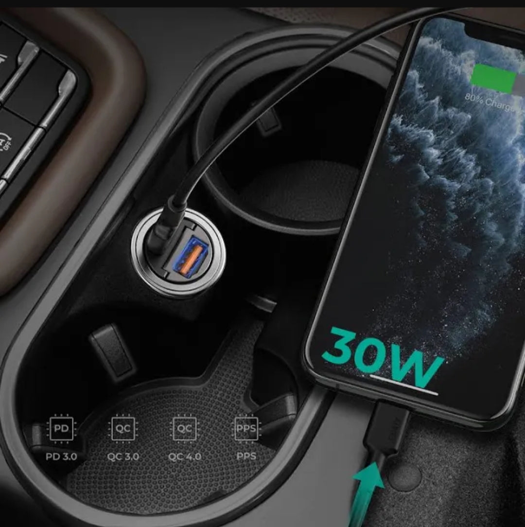 AUKEY CC-A3 MINI Car charger 2xUSB (1xUSB-C+1xUSB-A) QC PD 30W Manufacturer code CC-A3