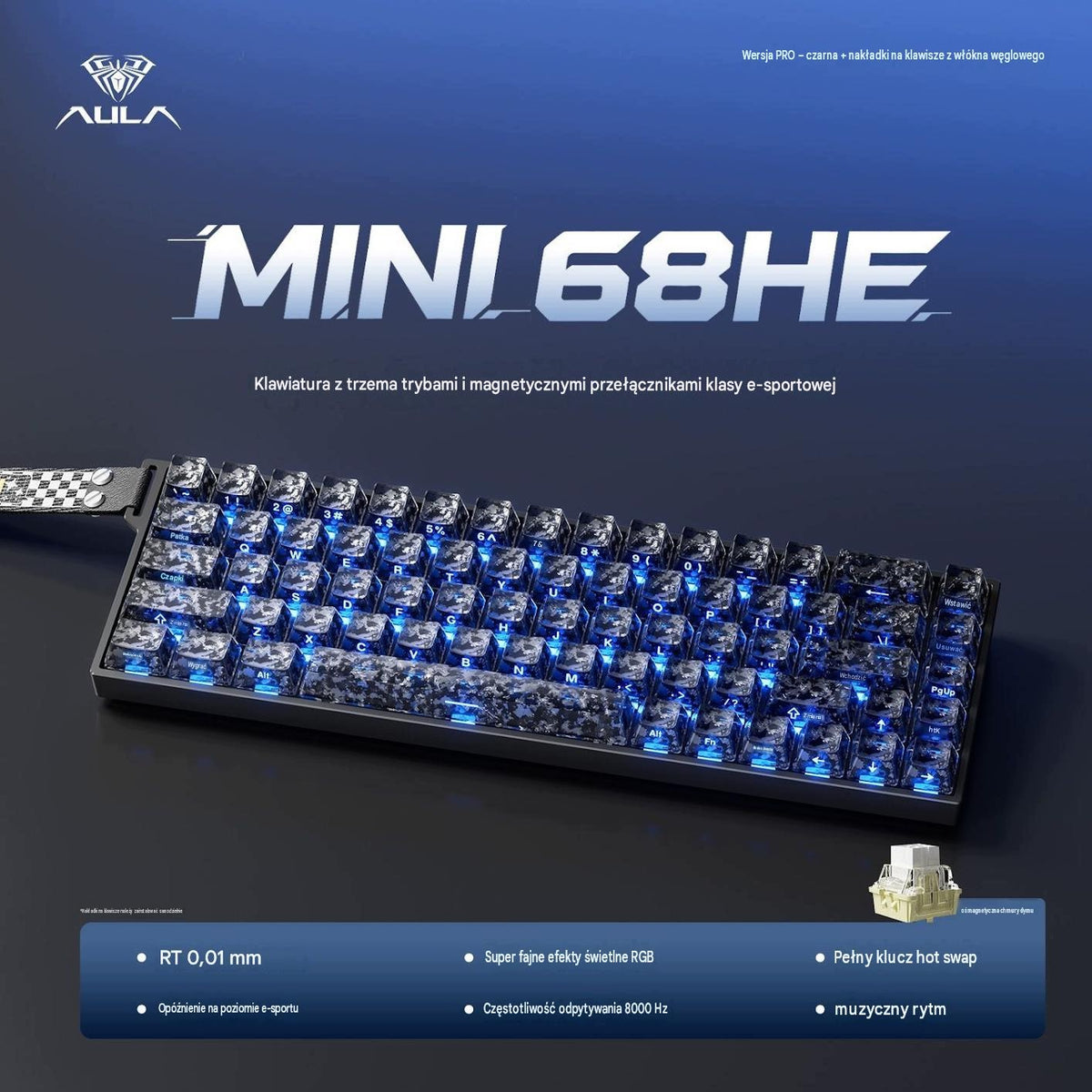 AULA MINI 68 HE-magnetic keyboard with three operating modes-dotted pattern