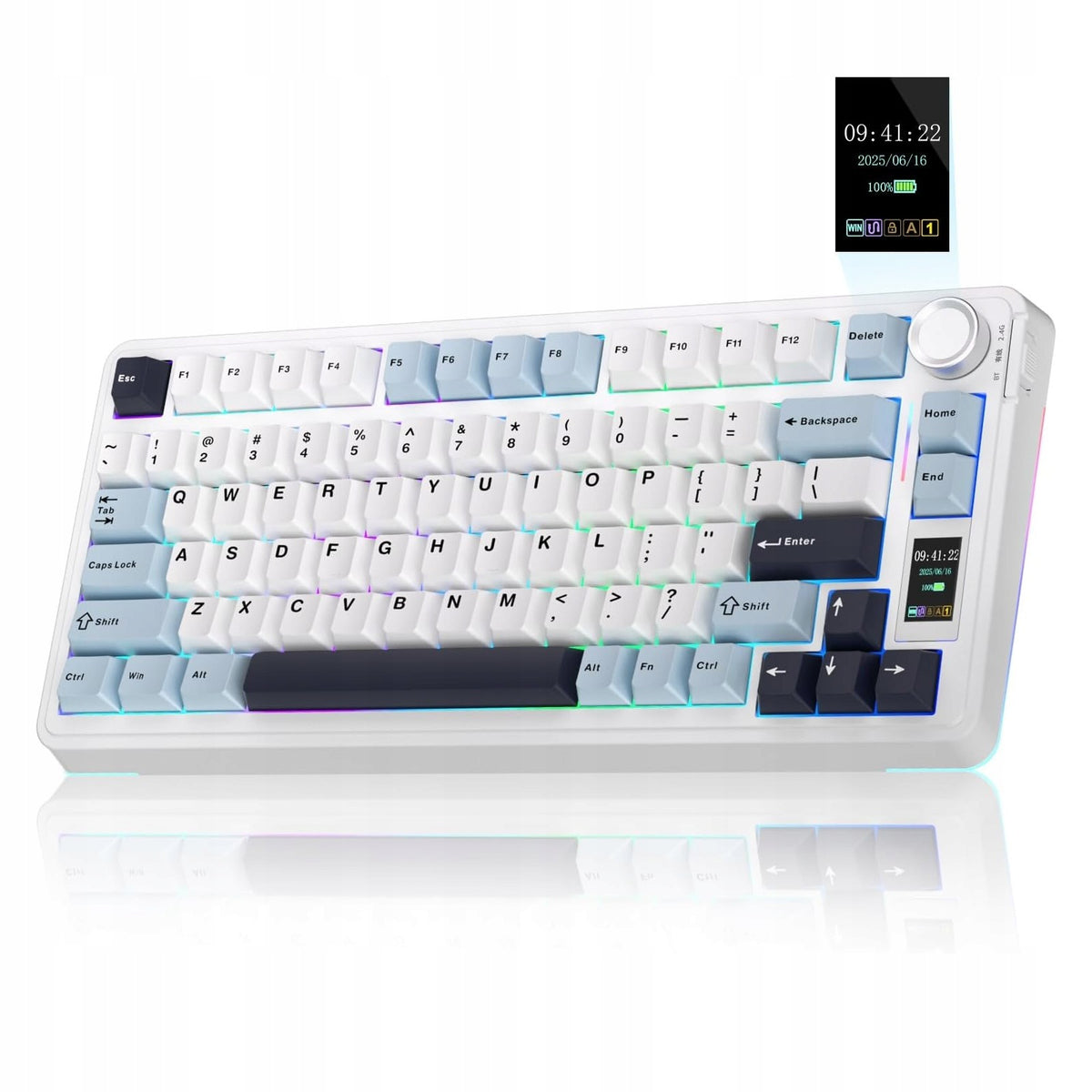 AULA S75 Pro Wireless Mechanical Keyboard Glacier Blue Star Vector