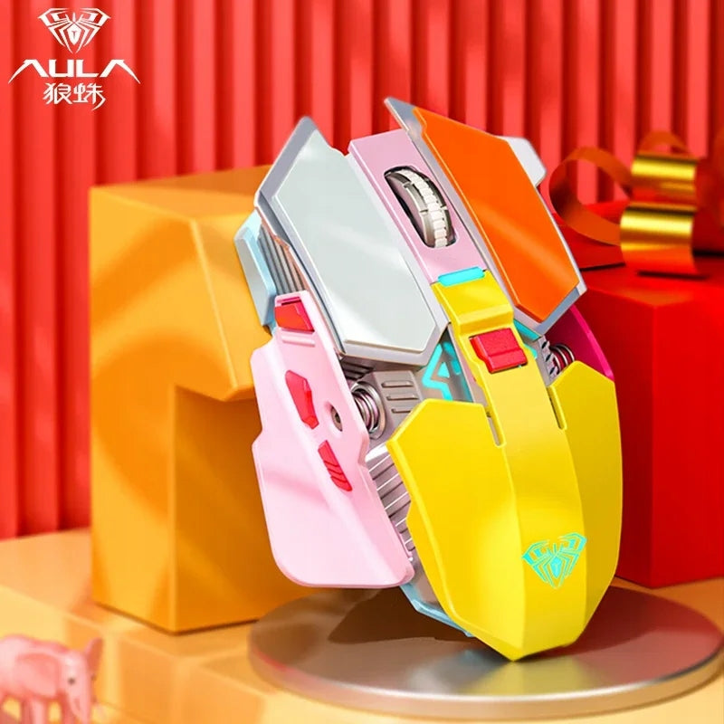 AULA SC300 Wireless Gaming Mouse with RGB Charging - Color Blocking Batteries included yes
