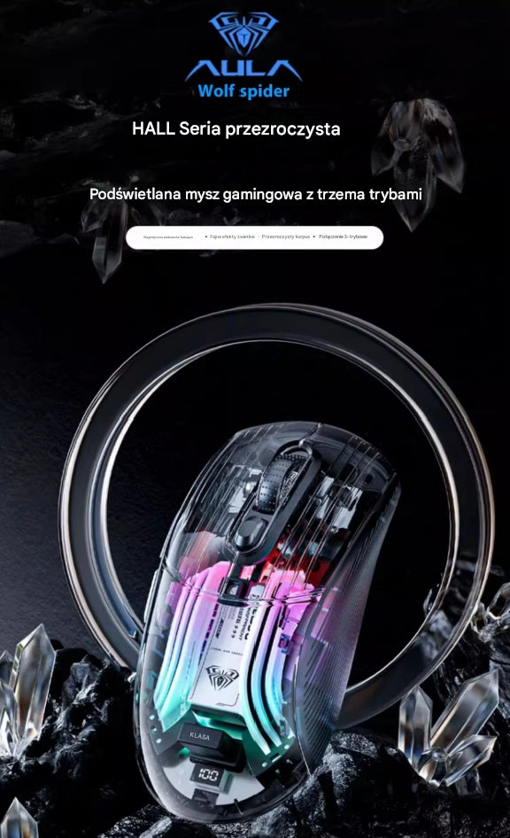 AULA SC630 Pro Transparent Gaming Mouse with Three Operating Modes, White Packaging status original