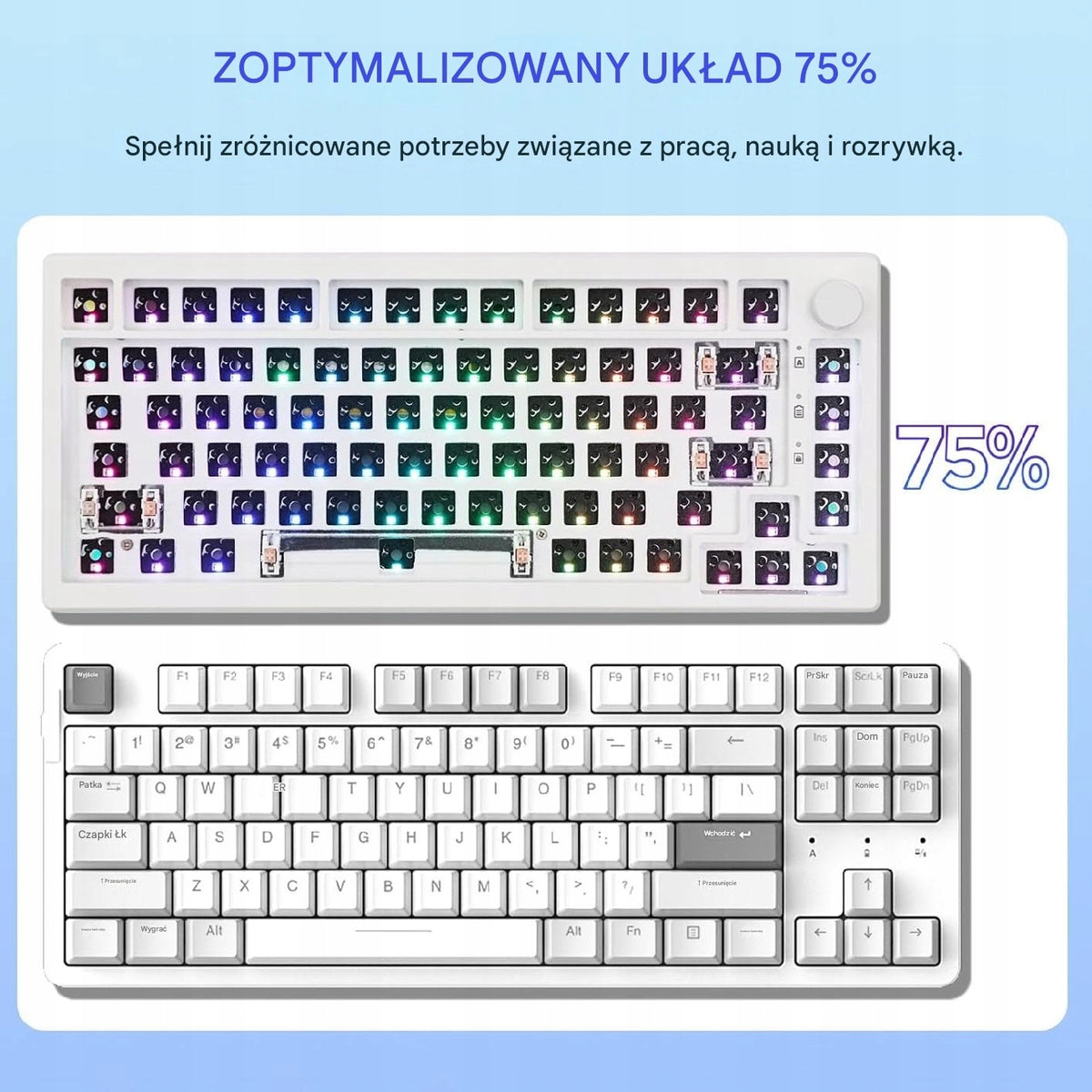 AURA EPOMAKER 75 Mechanical RGB Keyboard USB-C BT+Kailh Box Jade Switch Color blue