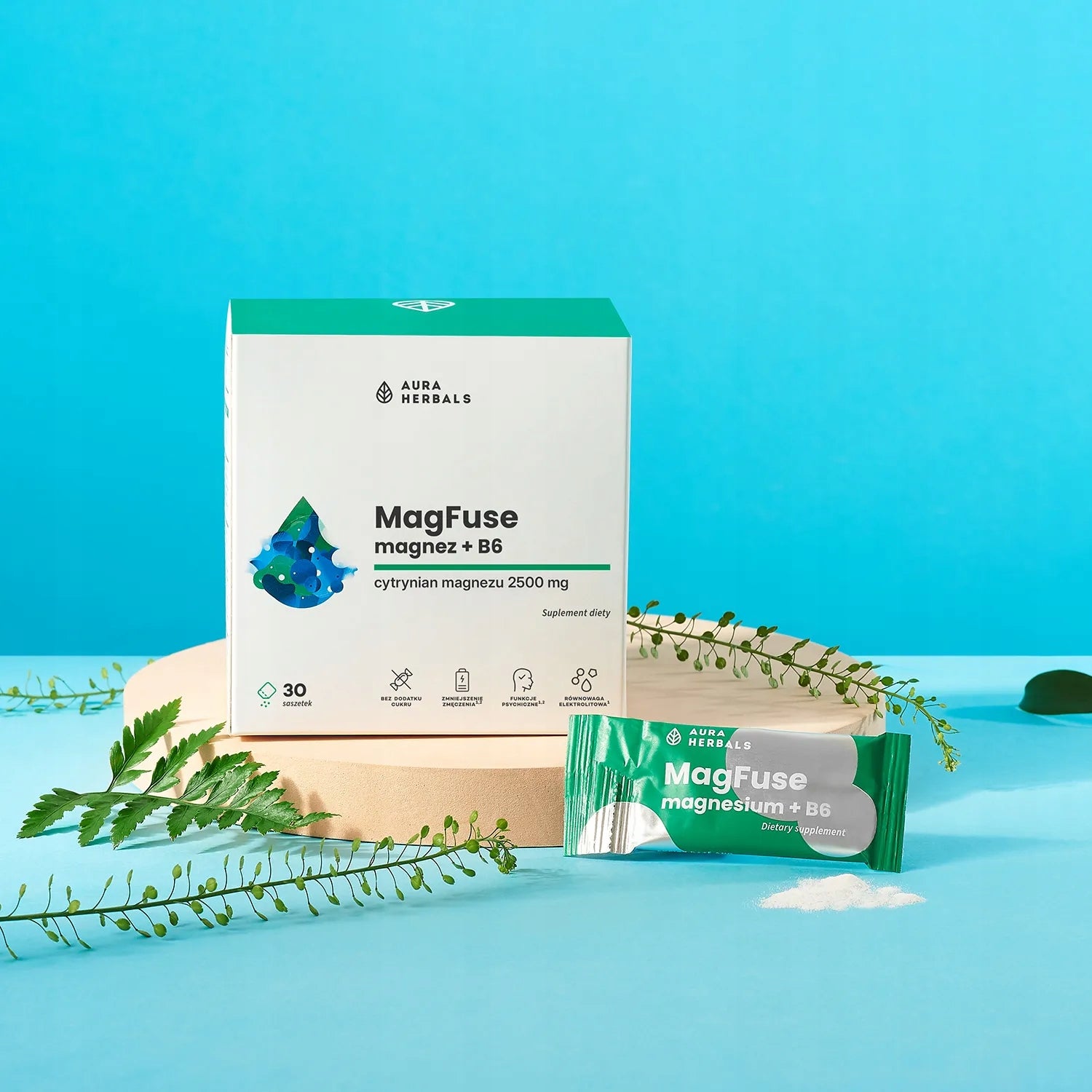 AURA HERBALS MagFuse MAGNESIUM + B6 NERVOUS SYSTEM FATIGUE CRAMPS EAN (GTIN) 5902479614809