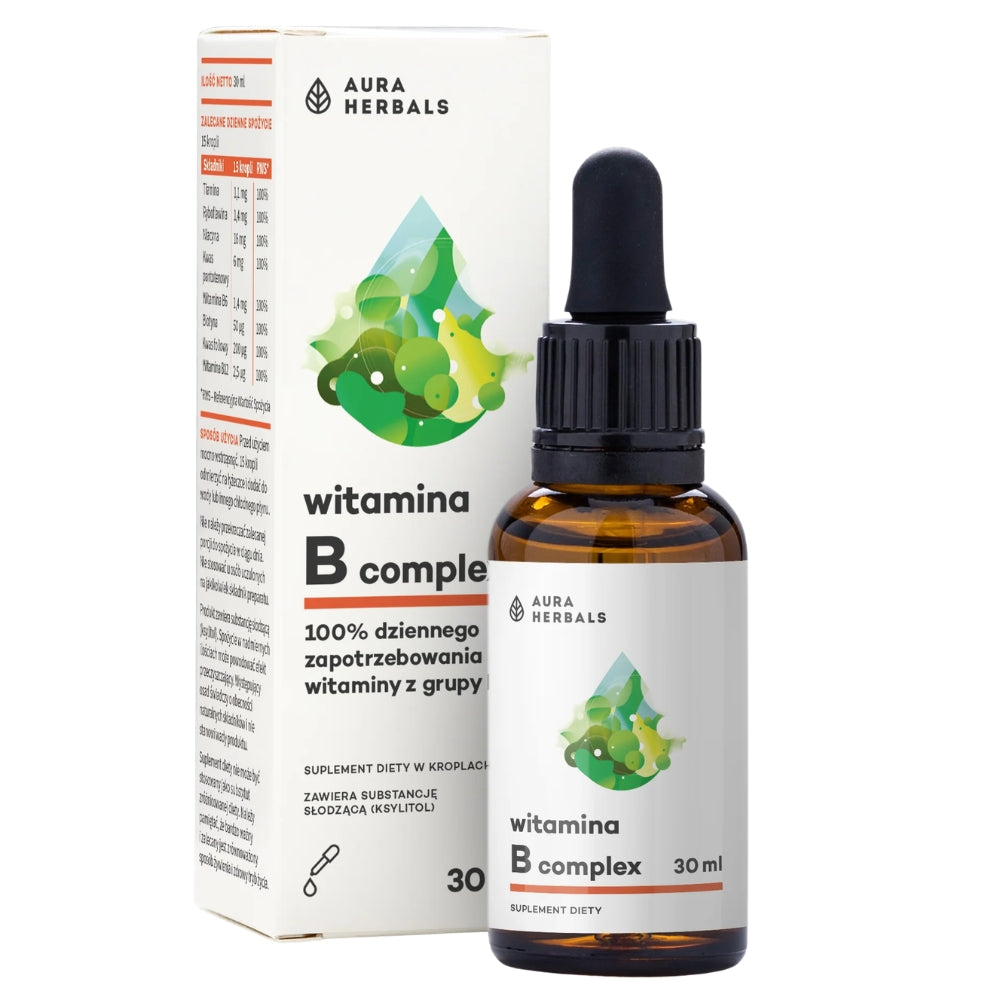 AURA HERBALS VITAMIN B COMPLEX DROPS 30 ml BIOTIN VITAMIN B2 B5 B12 B6