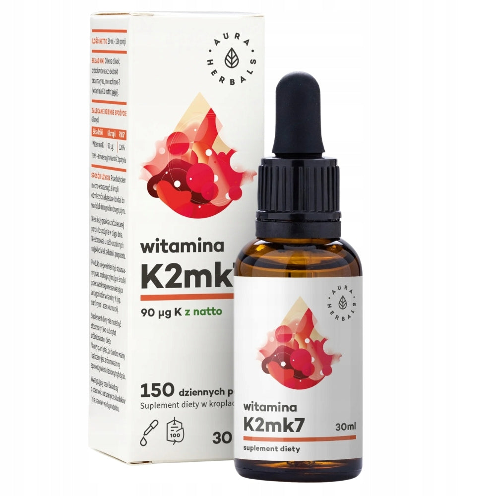 AURA HERBALS VITAMIN K2MK7 DROPS 30ml ANTI-INFLAMMATORY PAIN BONES Manufacturer code 5902479610313