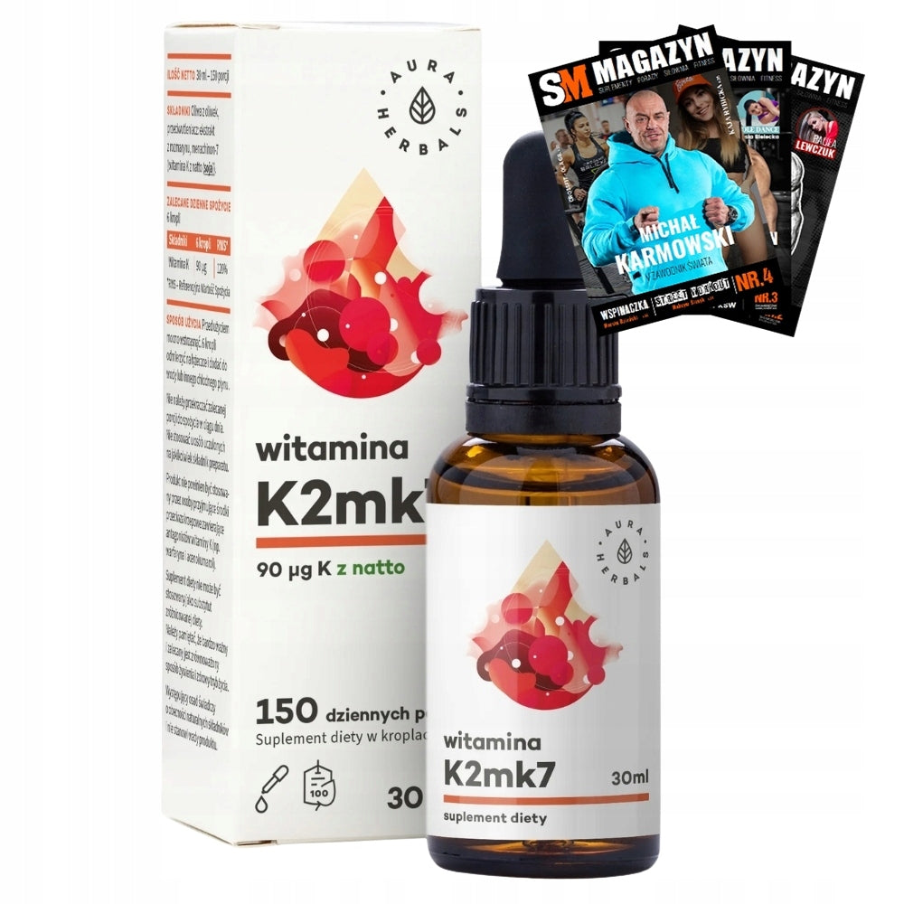 AURA HERBALS VITAMIN K2MK7 DROPS 30ml ANTI-INFLAMMATORY PAIN BONES