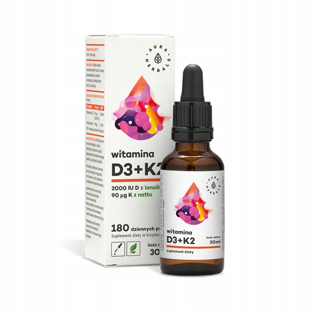 AURA HERBALS Vitamin D3 2000 IU + K2 drops 30ml