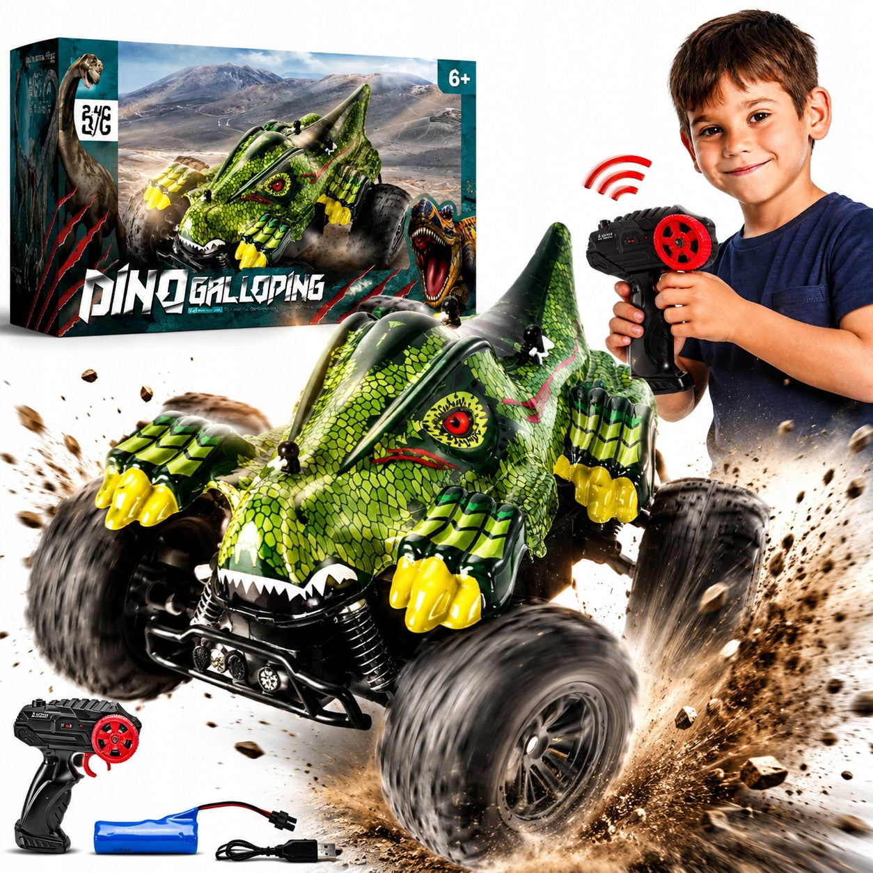 AUTO DINOSAUR REMOTE CONTROLLED VEHICLE PILOT TIRE GIFT FOR CHILD'S DAY