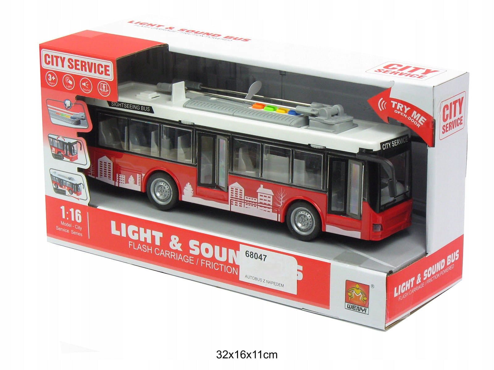 Troleibusas su garso ir šviesos efektais City Service WY911A, 3+