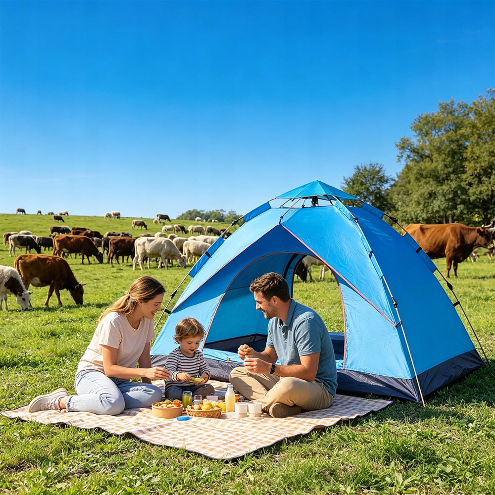 AUTOMATIC CAMPING TENT POP UP 3-4 PERSON TOURIST Type double layer (with flysheet)