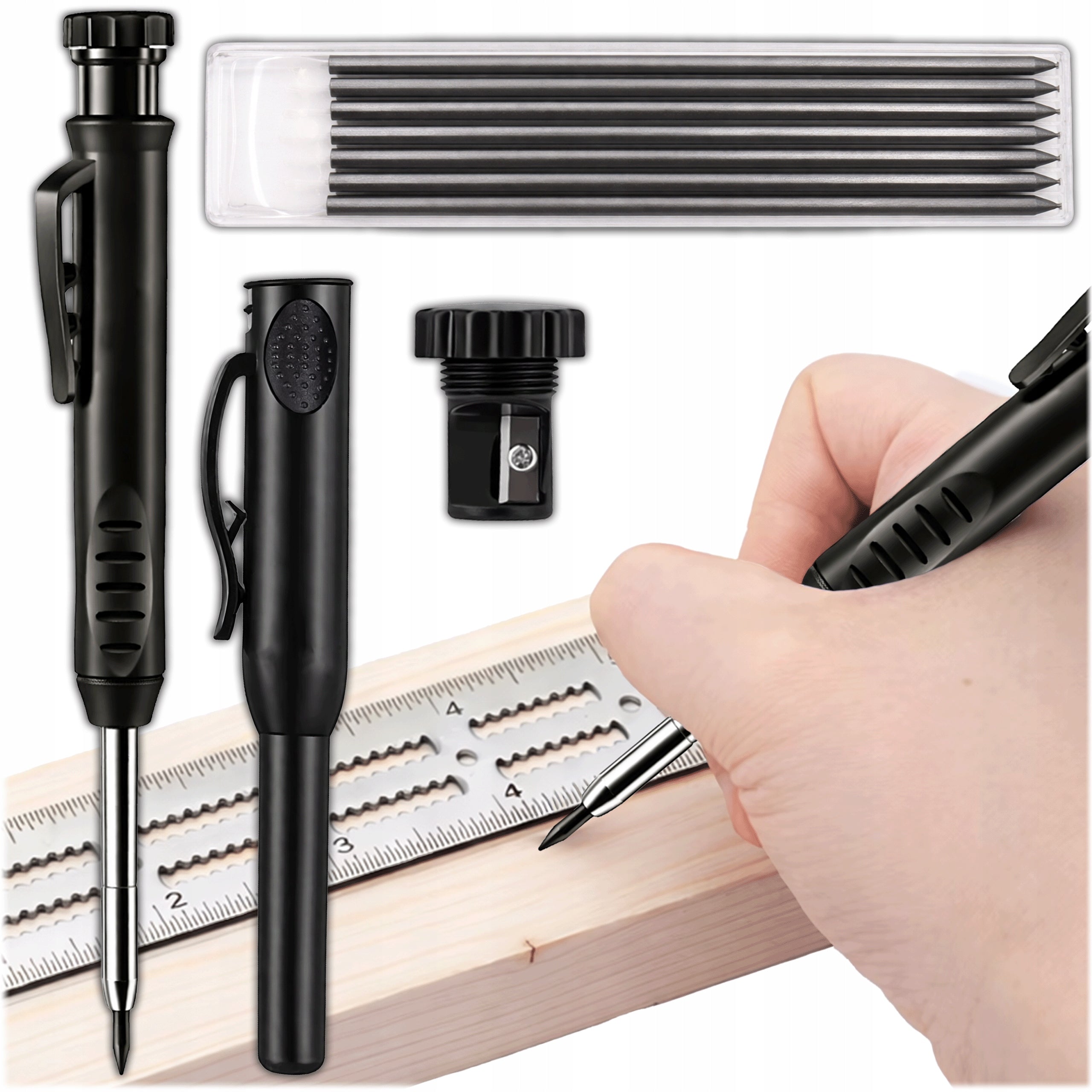 AUTOMATIC CARPENTRY CONSTRUCTION PENCIL WITH SHARPENER + 6PCS STYLUS CARTRIDGES