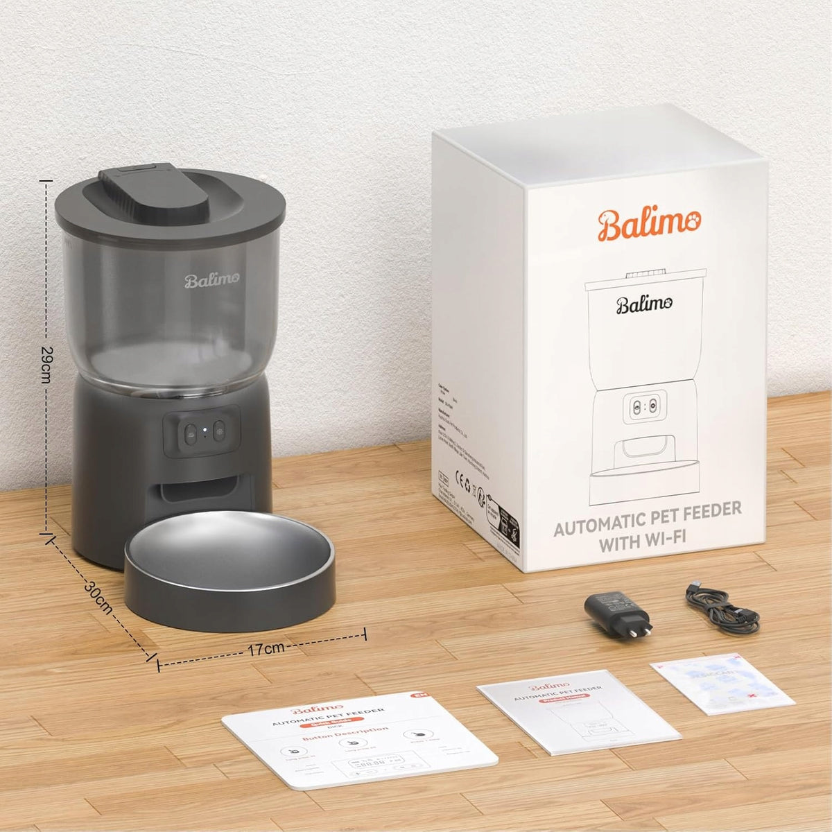 AUTOMATIC CAT FEEDER WIFI 3L WITH APPLICATION STEEL 304 Packaging status original