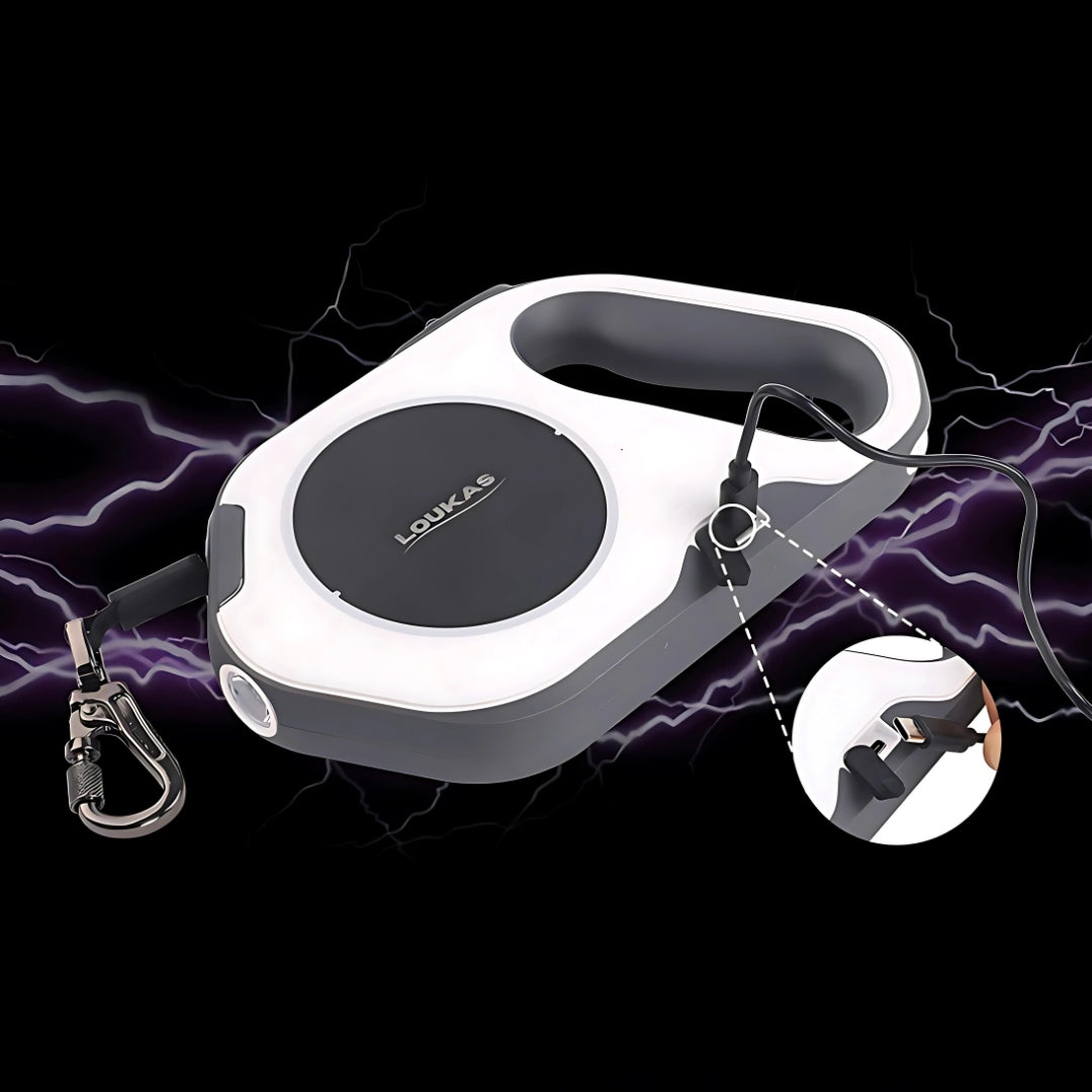 AUTOMATIC DOG LEASH 5M TO 30KG WITH FLASHLIGHT LOCK ILLUMINATED WHITE Brand no brand