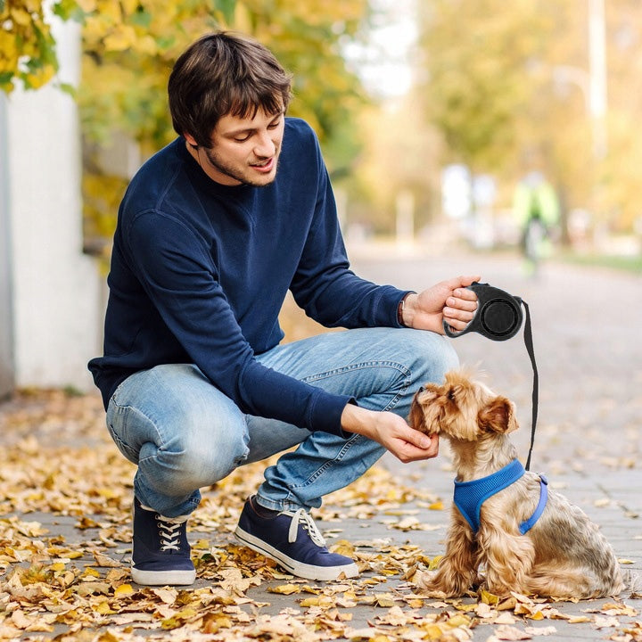 AUTOMATIC DOG LEASH FOR CAT TAPE ROLLED LIGHT WITH LOCK 5m 15kg Manufacturer code SM-RVS-AUT5x15xblack