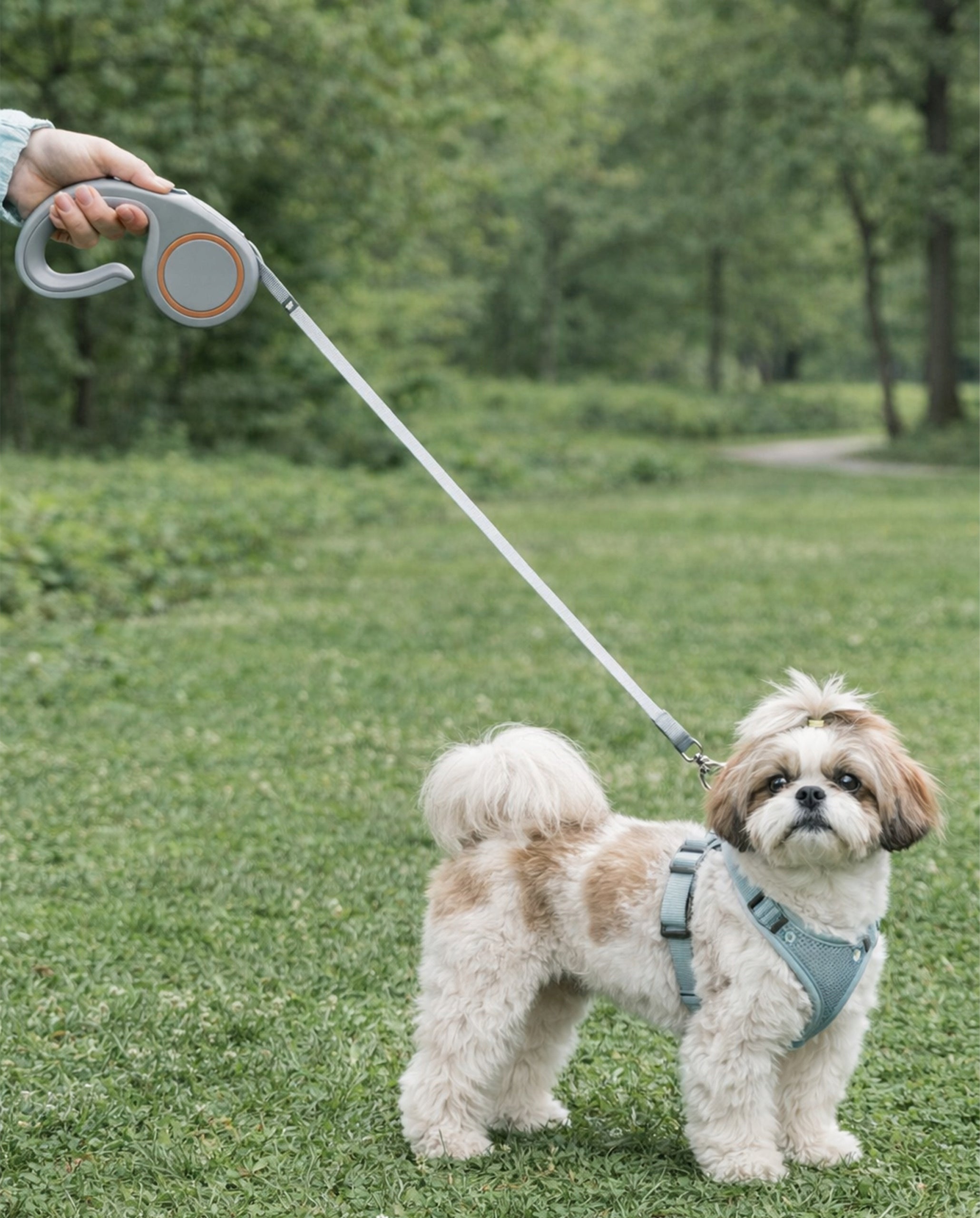 AUTOMATIC DOG LEASH Tape Long Strong Green Handle Rope Fazoo 5m Brand Fazoo