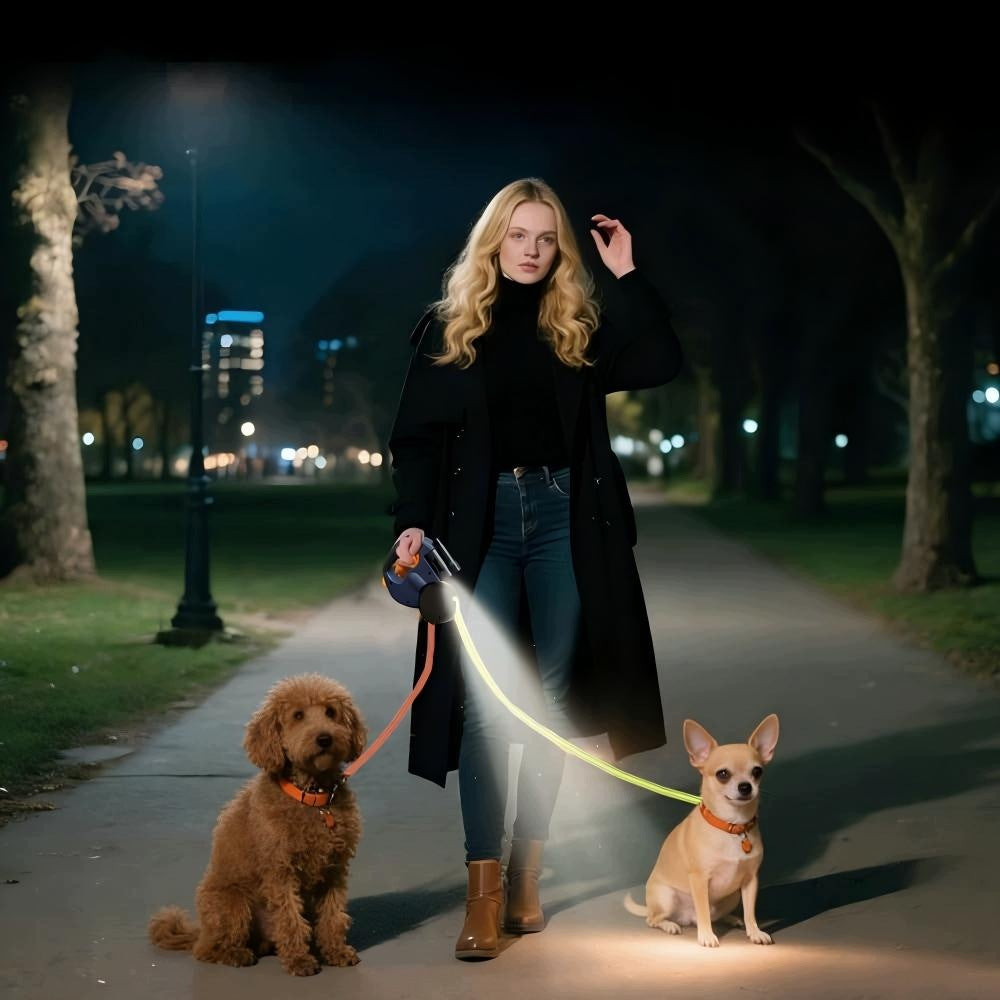 AUTOMATIC DOG LEASH WITH LEASH PROTECTION FOR TWO DOGS TAPE 3M Manufacturer code AUTOMATYCZNA SMYCZ DLA PSÓW