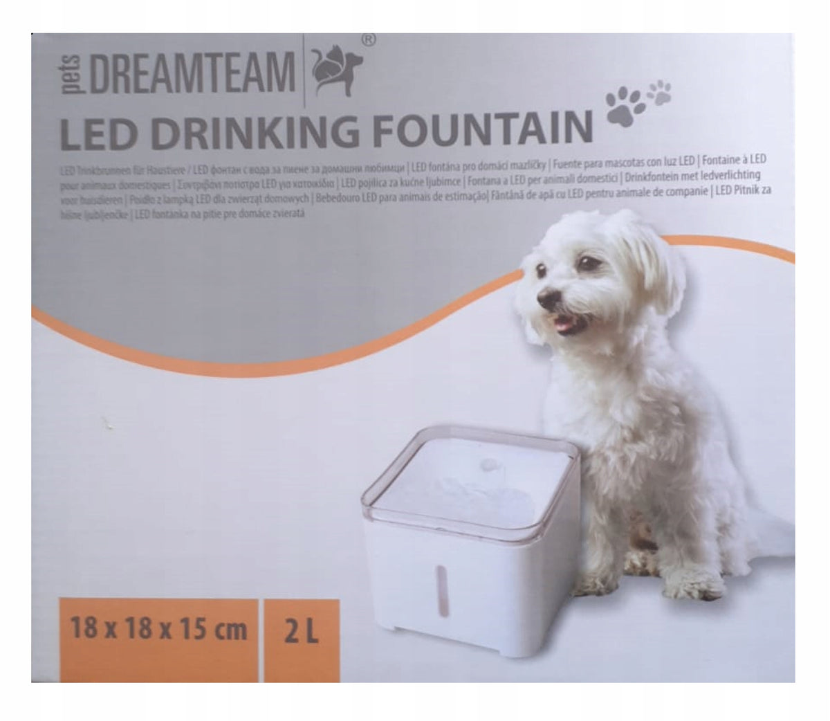 AUTOMATIC DOG WATER DRINKER LED FOUNTAIN WITH USB FILTER DISPENSER
