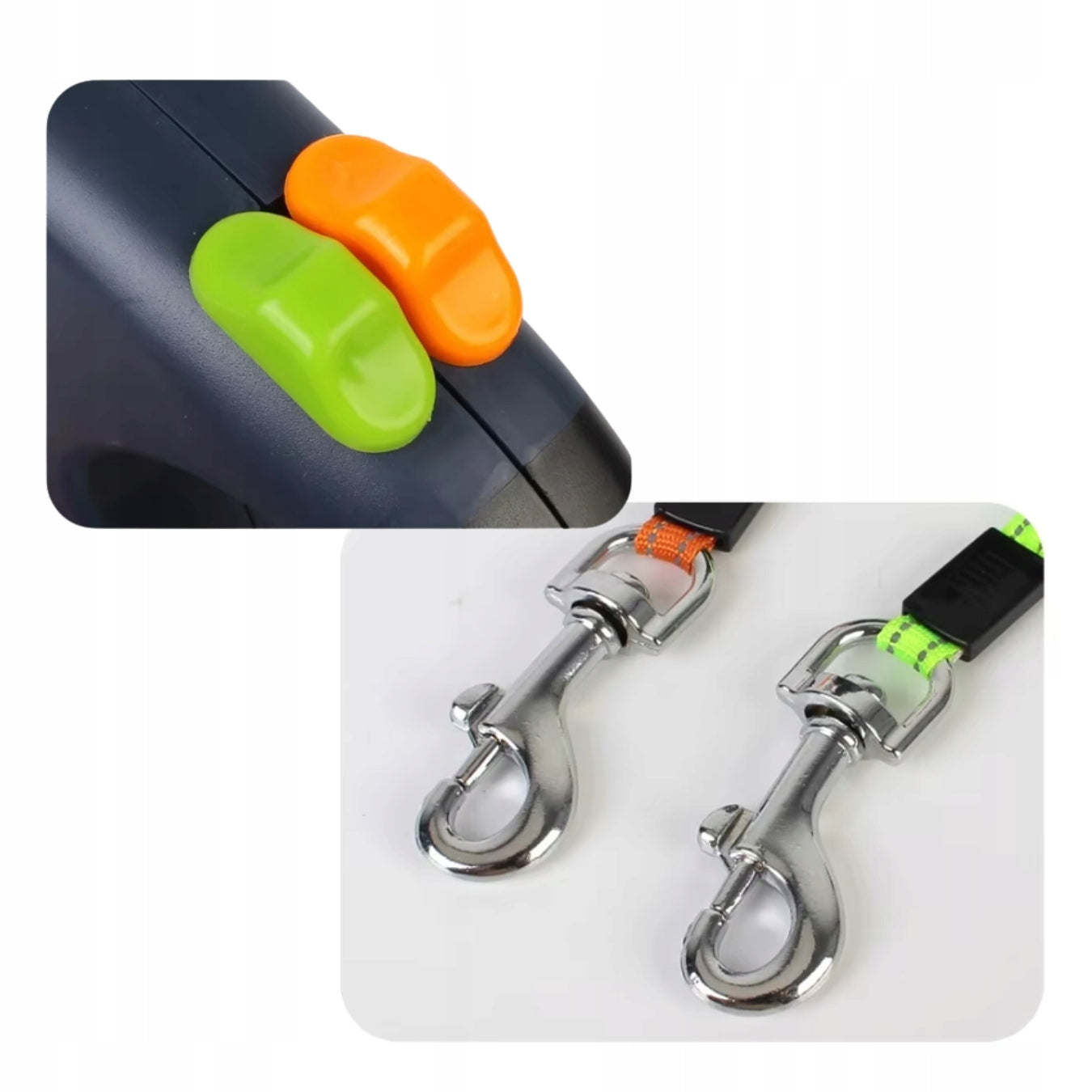 AUTOMATIC DOUBLE LEASH FOR TWO DOGS WITH FLASHLIGHT REFLECTIVE TAPE 3M Material cord