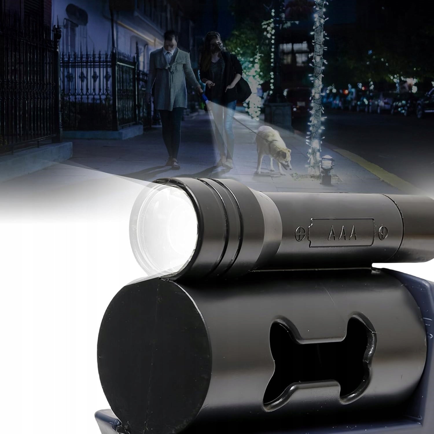 AUTOMATIC DOUBLE LEASH MULTIFUNCTIONAL ADJUSTABLE WITH LED LIGHTING Material tape
