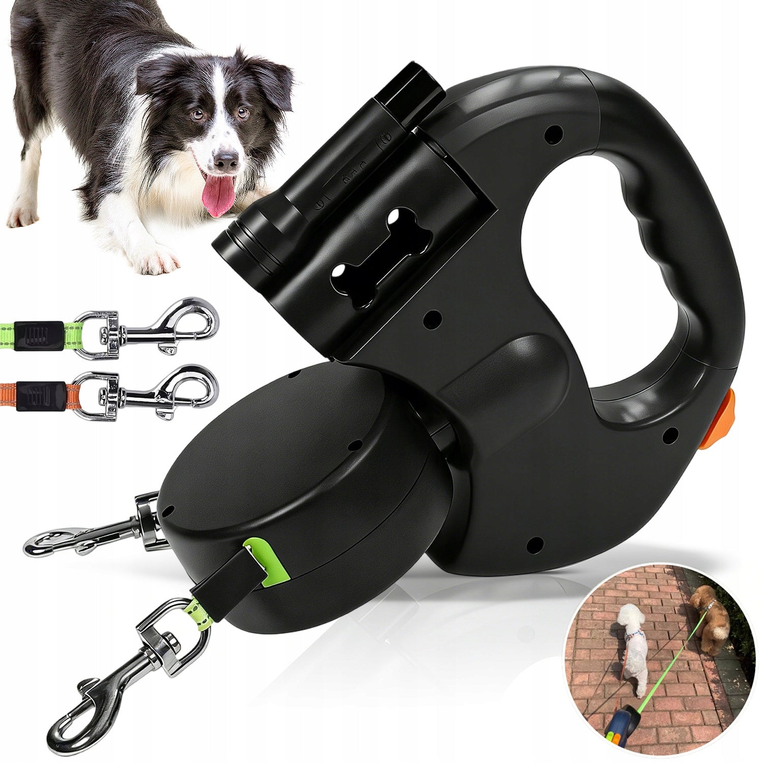 AUTOMATIC DOUBLE LEASH MULTIFUNCTIONAL ADJUSTABLE WITH LED LIGHTING