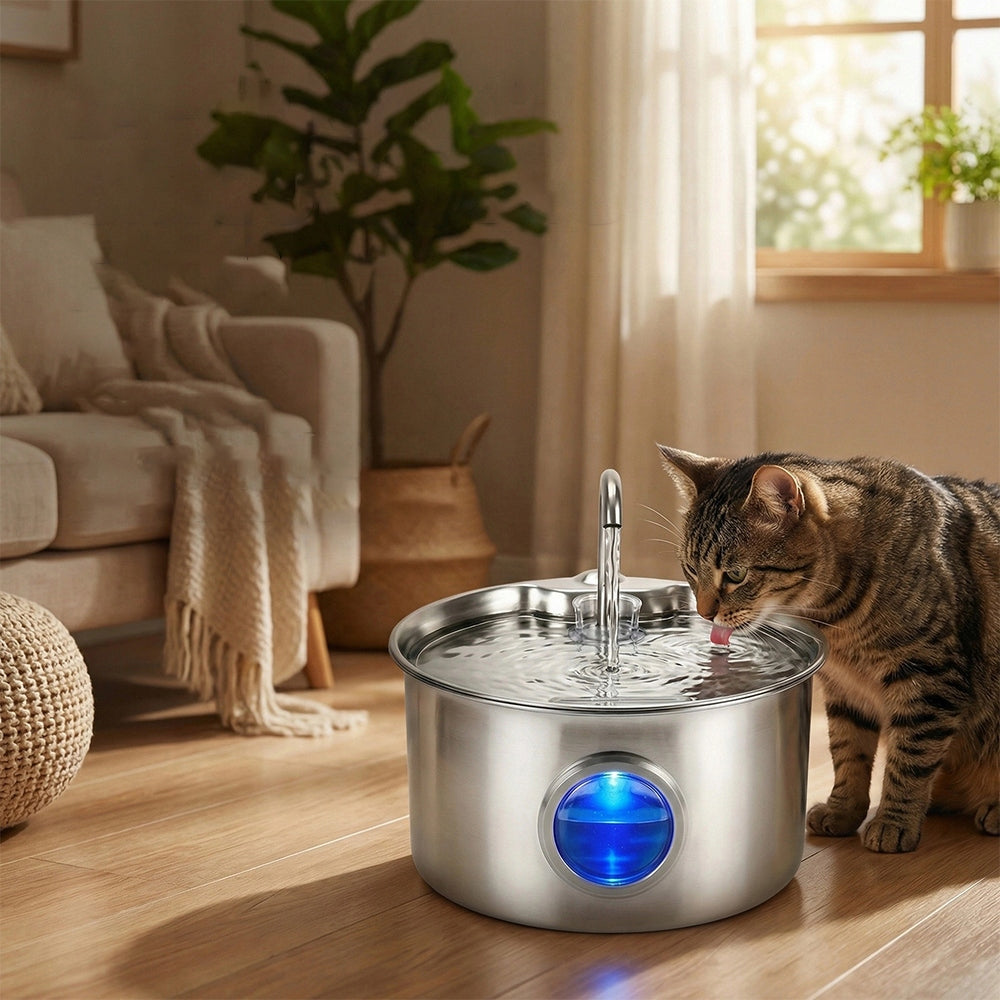 AUTOMATIC DRINKER FOR CAT DOG 2.6L FOUNTAIN STAINLESS STEEL 304 Brand HDeye