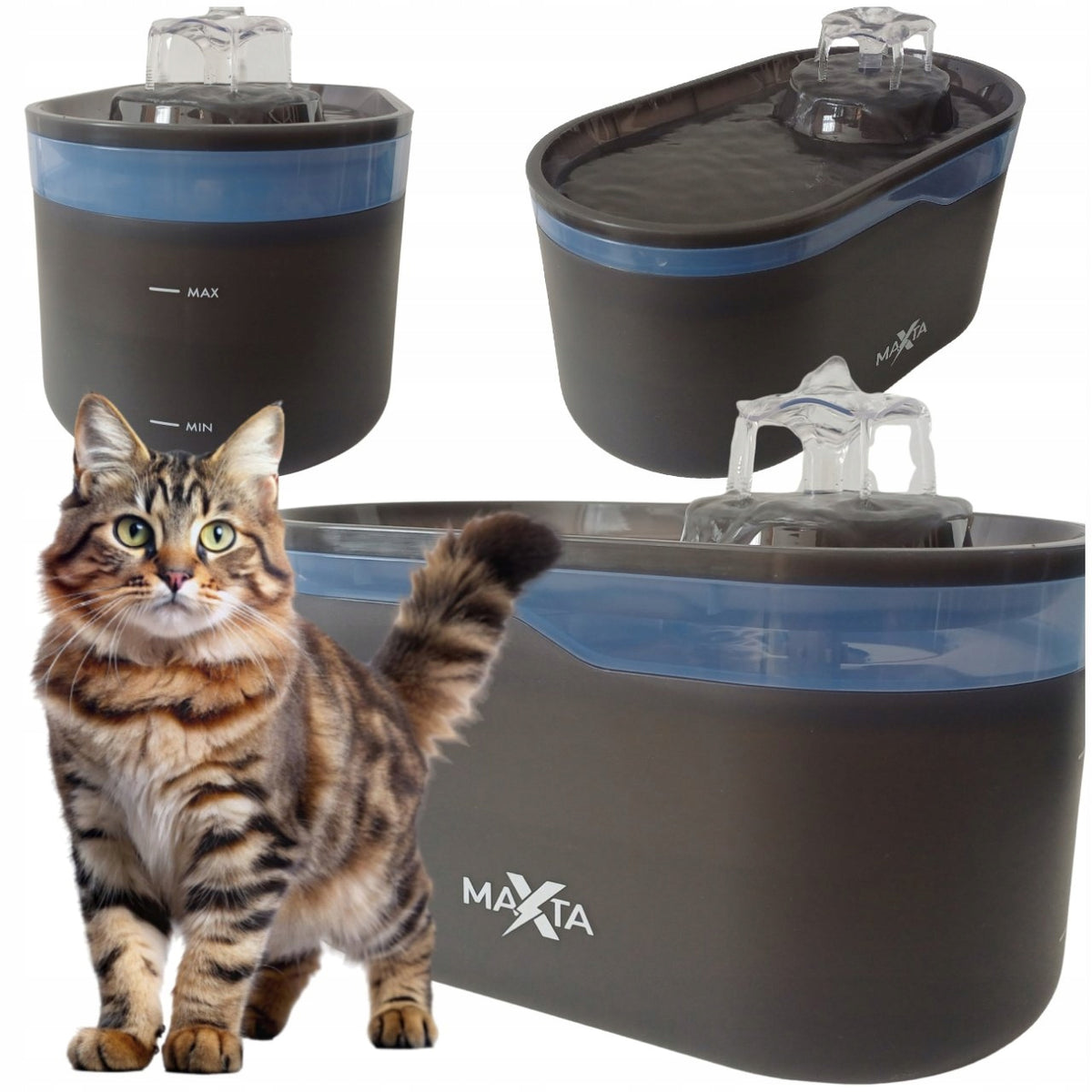 AUTOMATIC DRINKER WATER FOUNTAIN FOR CAT DOG 2,6L WITH FILTER BLACK WF06