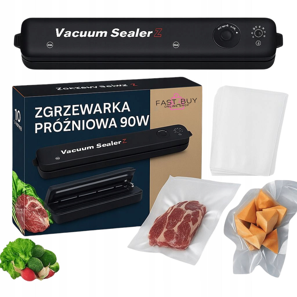 AUTOMATIC FOOD PACKAGING VACUUM WELDING MACHINE 90W + 10 BAGS