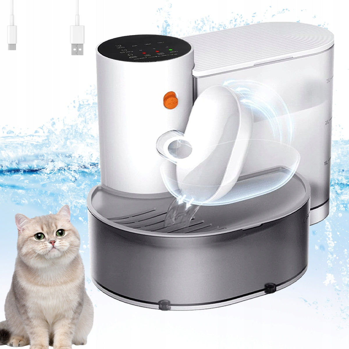 AUTOMATIC FOUNTAIN FOR CATS AND DOGS QUIET OPERATION 2000MAH 3L Brand Bedee