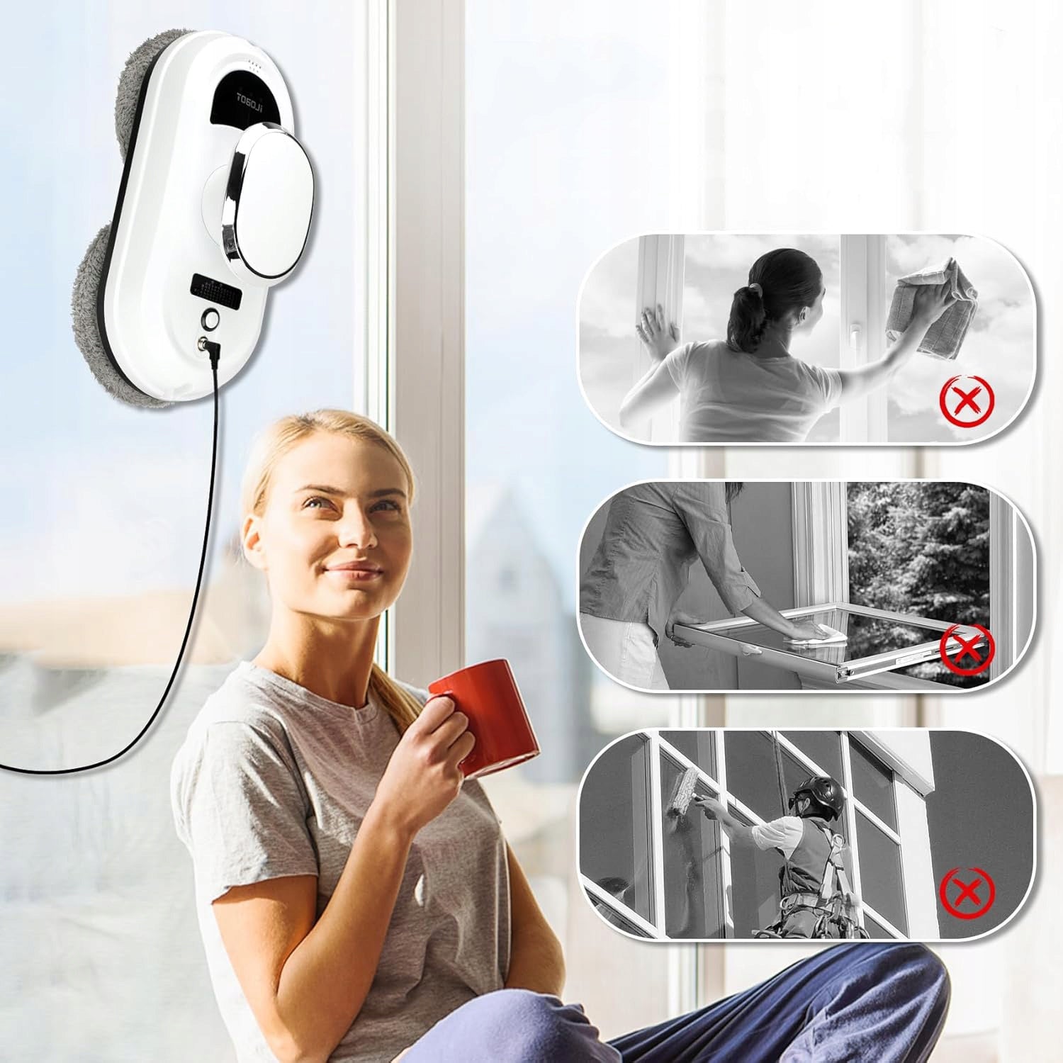 AUTOMATIC INTELLIGENT ROBOT FOR CLEANING MIRROR WINDOWS SET WITH REMOTE CONTROL Packaging status original