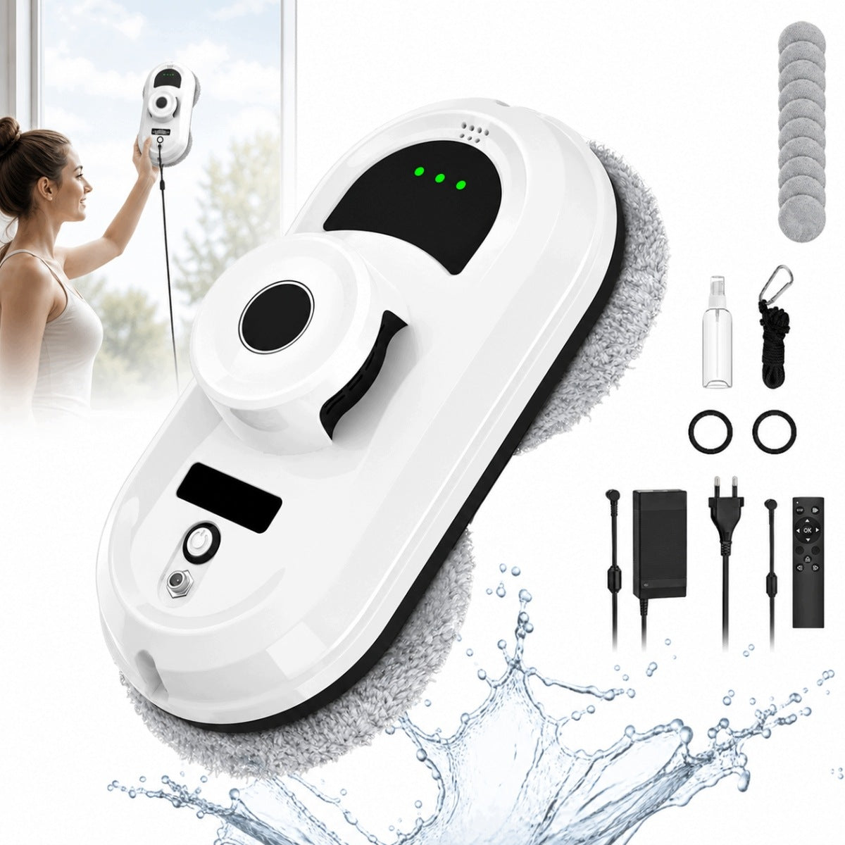AUTOMATIC INTELLIGENT ROBOT FOR CLEANING MIRROR WINDOWS SET WITH REMOTE CONTROL