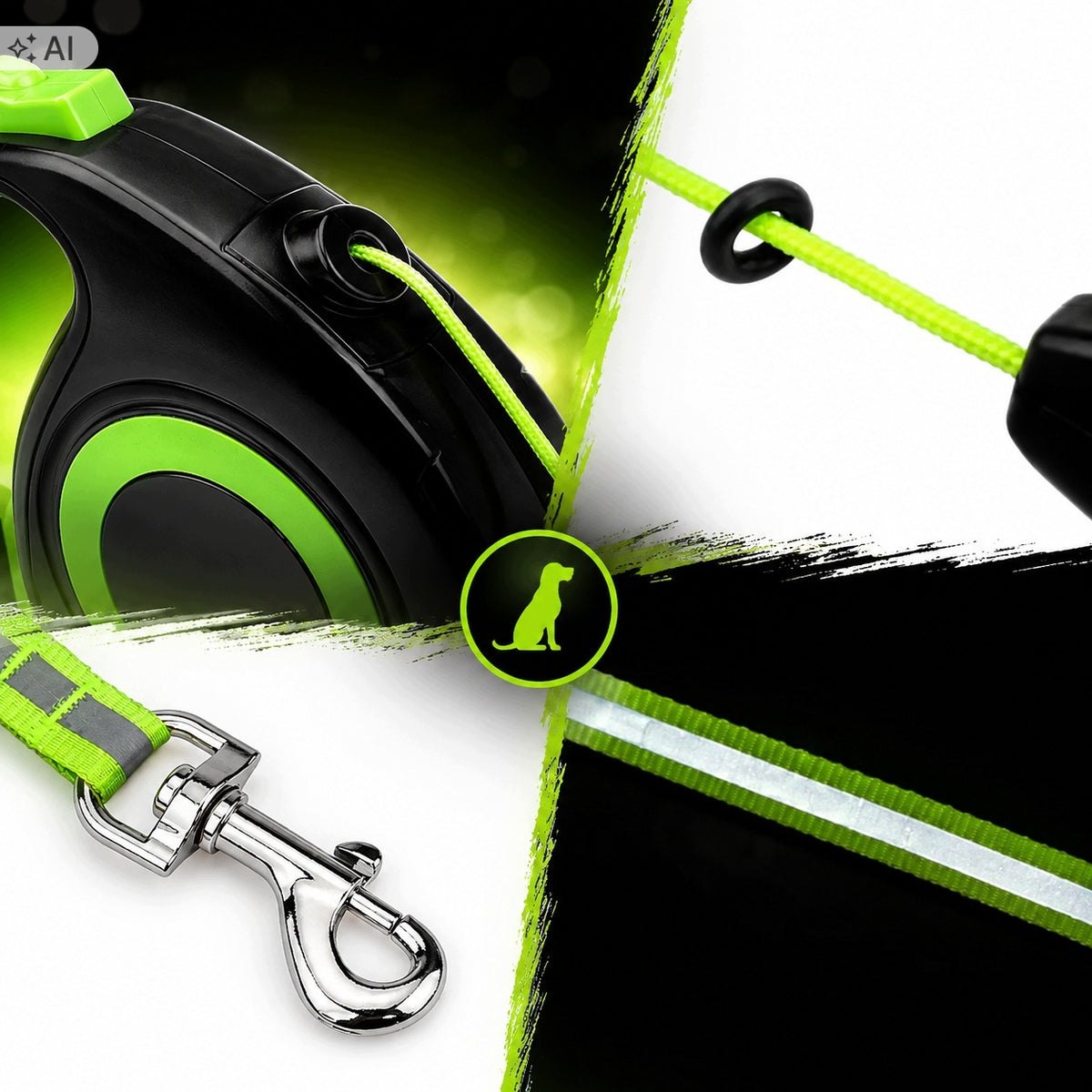 AUTOMATIC LEASH 8M REFLECTIVE DOG CORD UP TO 59KG STRONG DURABLE Packaging status original