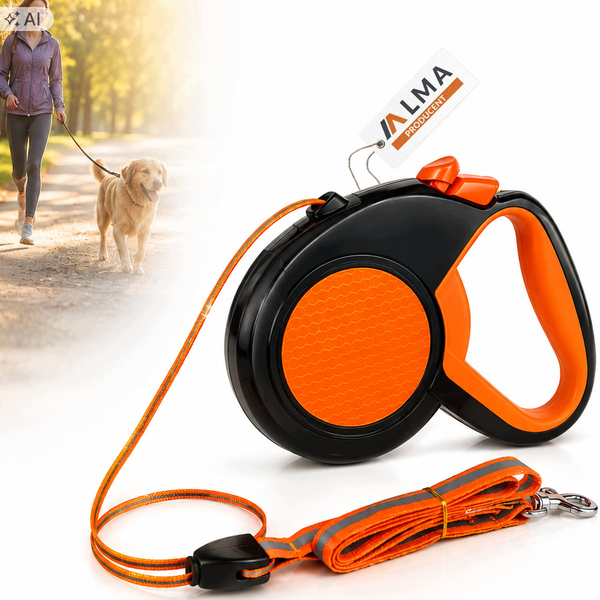 AUTOMATIC LEASH 8M REFLECTIVE DOG CORD UP TO 59KG STRONG DURABLE