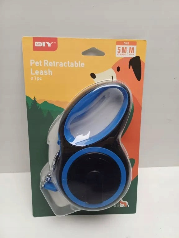 AUTOMATIC LEASH FOR DOG AND 5 M ROLLED STRONG WITH LOCK UP TO 20 KG BLUE
